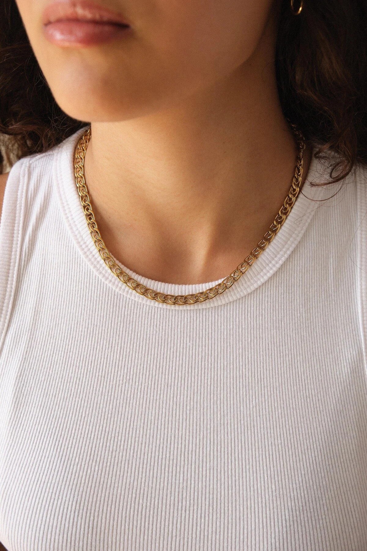 Çelik Kalın Salyangoz Zincir Kolye Minimal Ataç Model Kararmaz 6mm Günlük Kullanıma Uygun