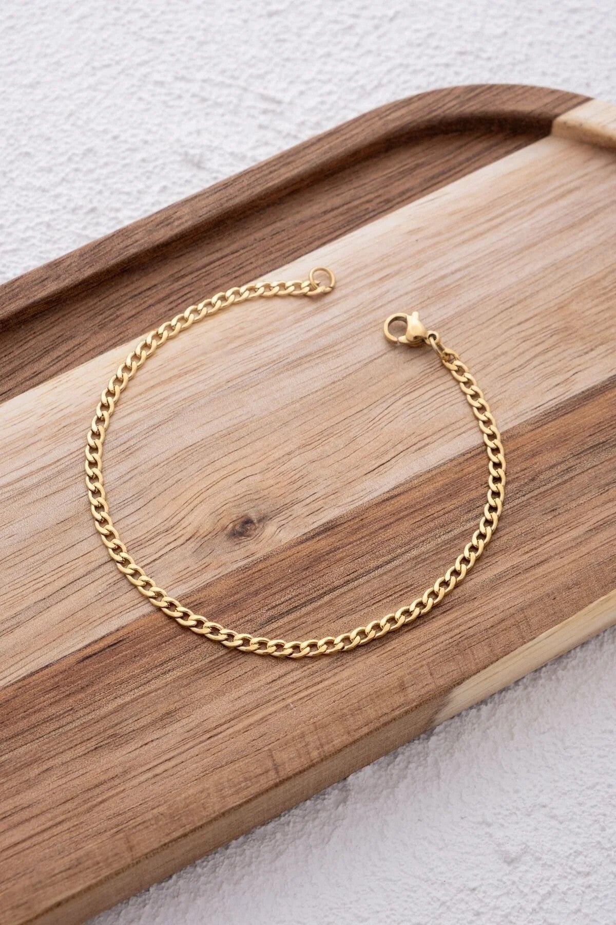 Çelik İnce Gurmet Zincir Bileklik 3mm Kararmaz 17cm+4cm&21cm Unisex