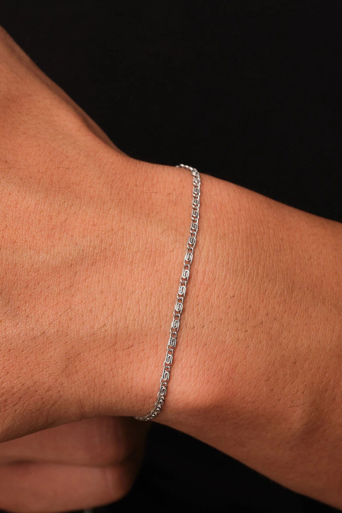 Çelik Ataç Salyangoz Erkek Zincir Bileklik 2mm Kararmaz 20cm