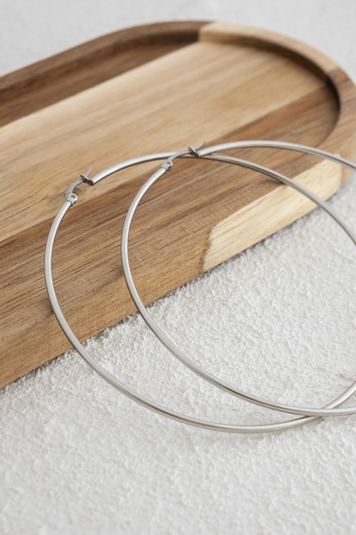 Çelik Halka Küpe Kararmaz Çember Halka Küpe Çap 9cm