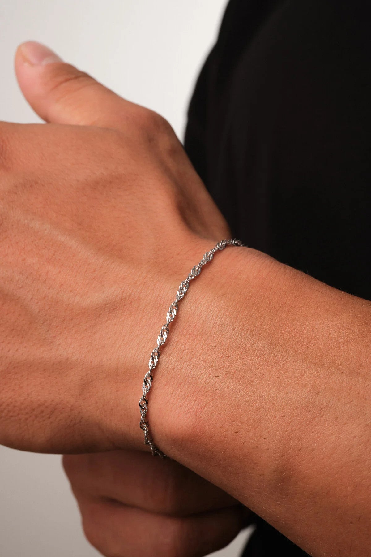 Çelik Singapur Erkek Zincir Bileklik 3mm Kararmaz 20cm