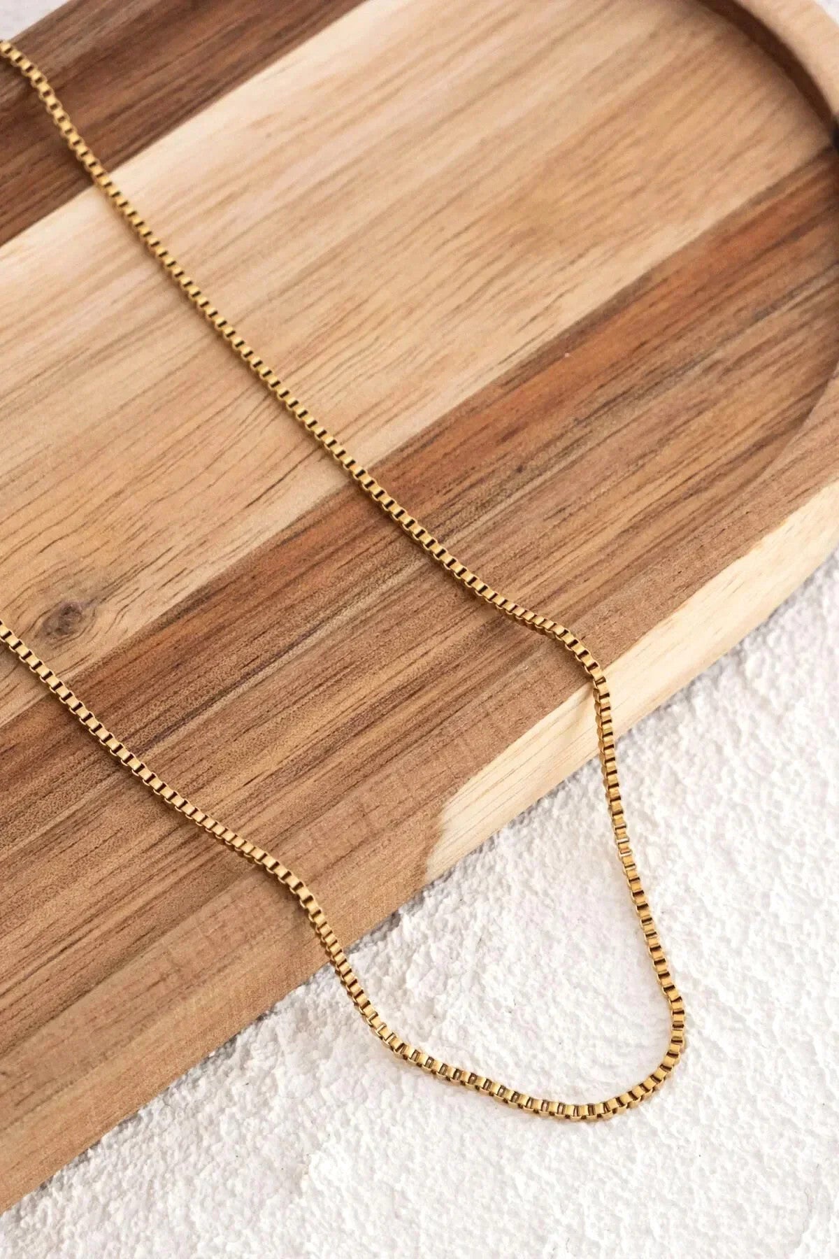 Çelik Kutu Kare Zincir Erkek Kolye 1mm Kararmaz