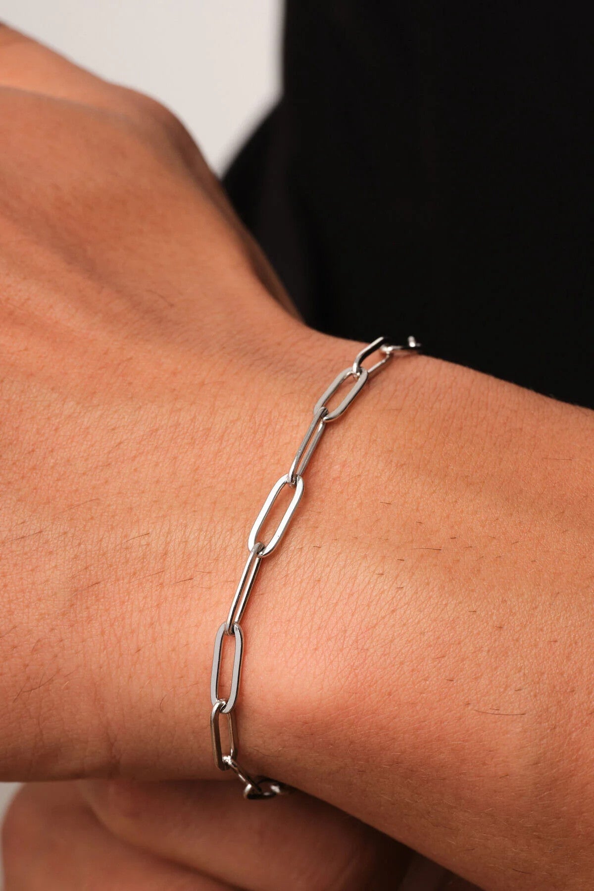 Çelik Ataç Erkek Zincir Bileklik 4mm Kararmaz 20cm