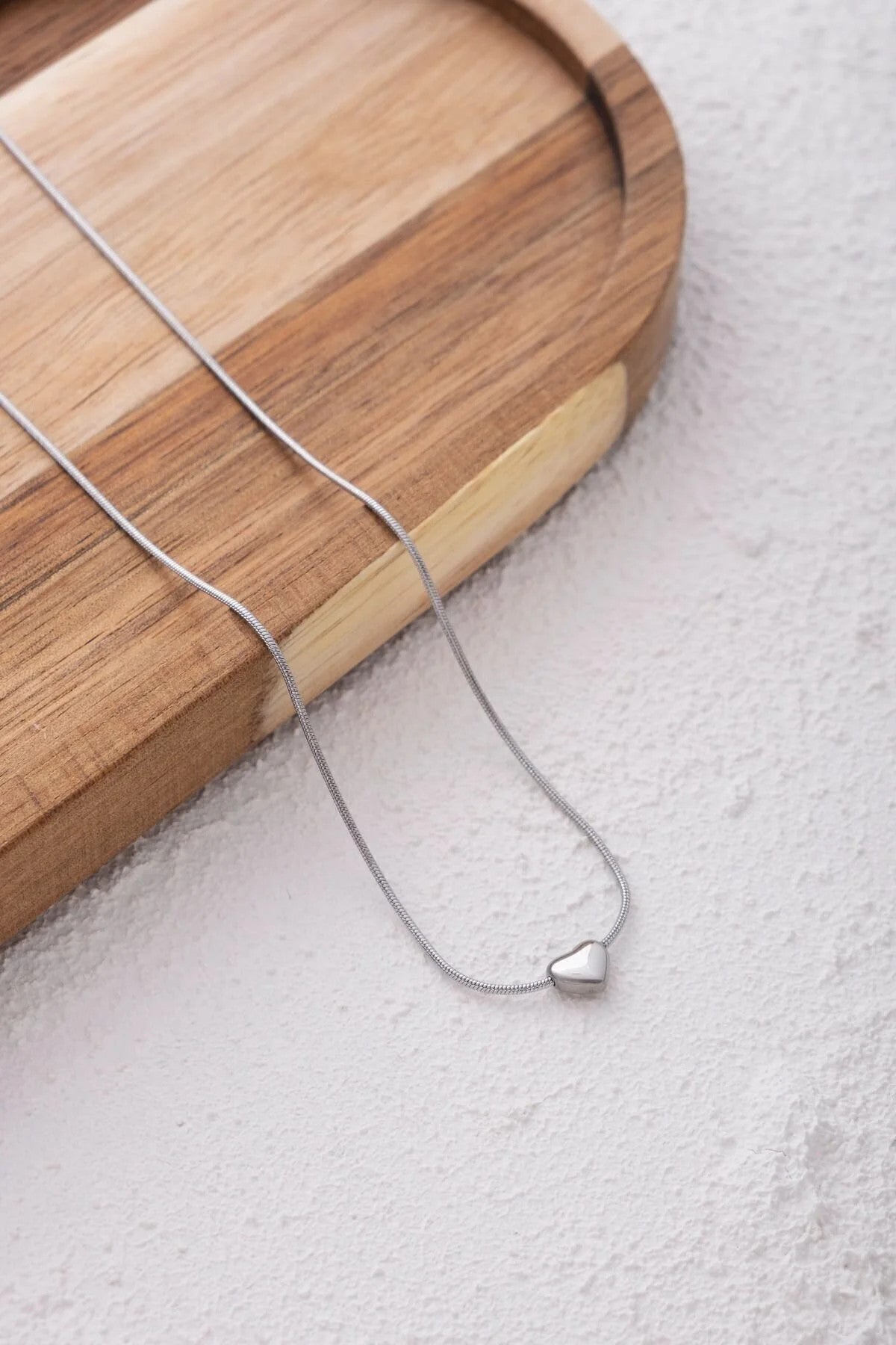 Çelik Minik Kalp Kolye Kararmaz 40cm 5cm