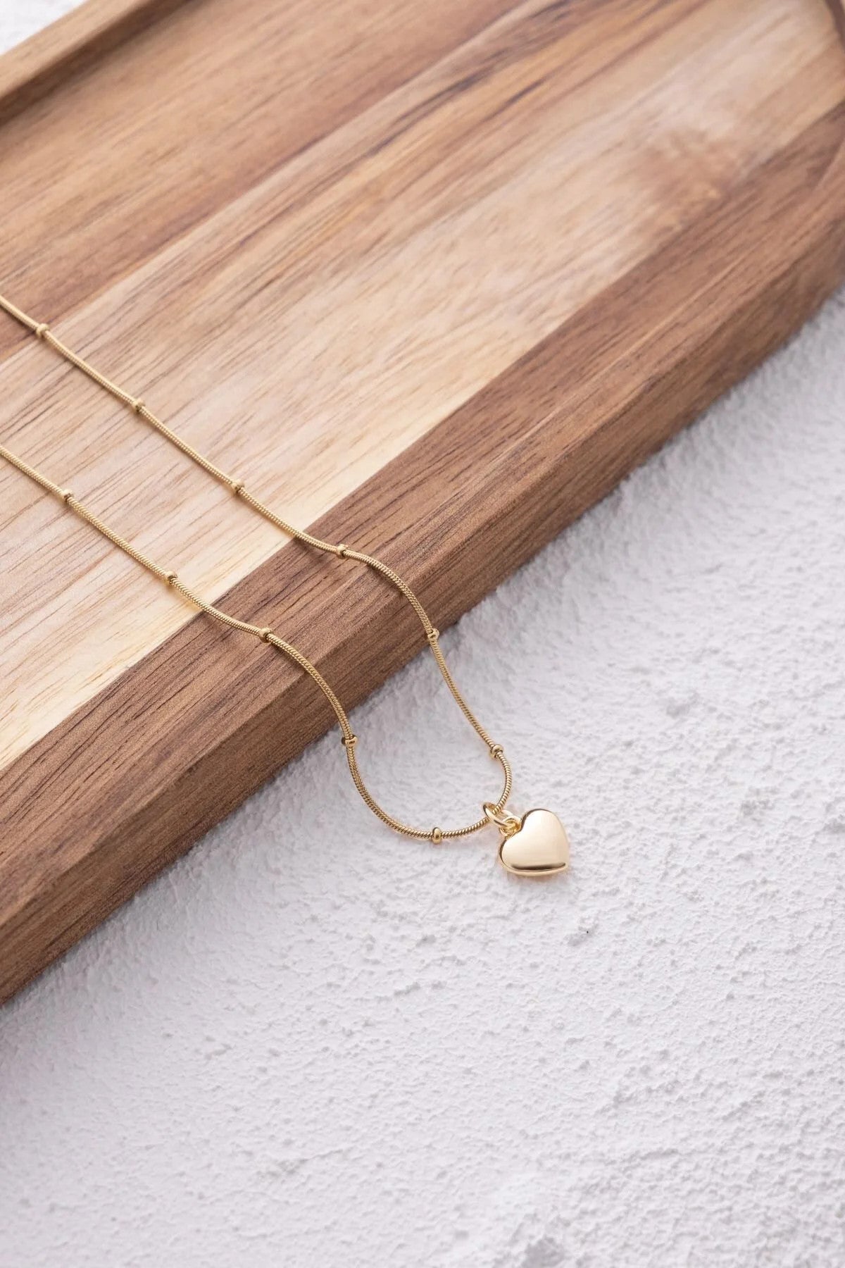 Çelik Kalp Kolye Oval Kenarlı İnce Toplu Balık Sırtı Zincirli Kararmaz 45cm