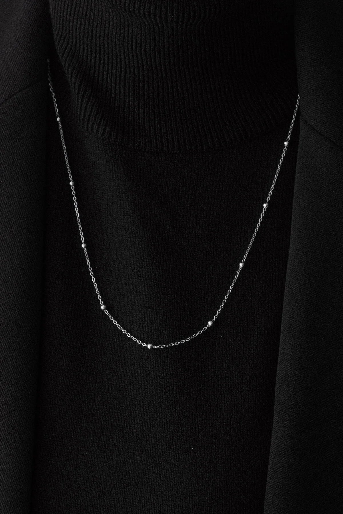 Çelik Toplu Ince Dorika Zincir Kolye Ince Forse Zincir 1mm Zarif Minimal