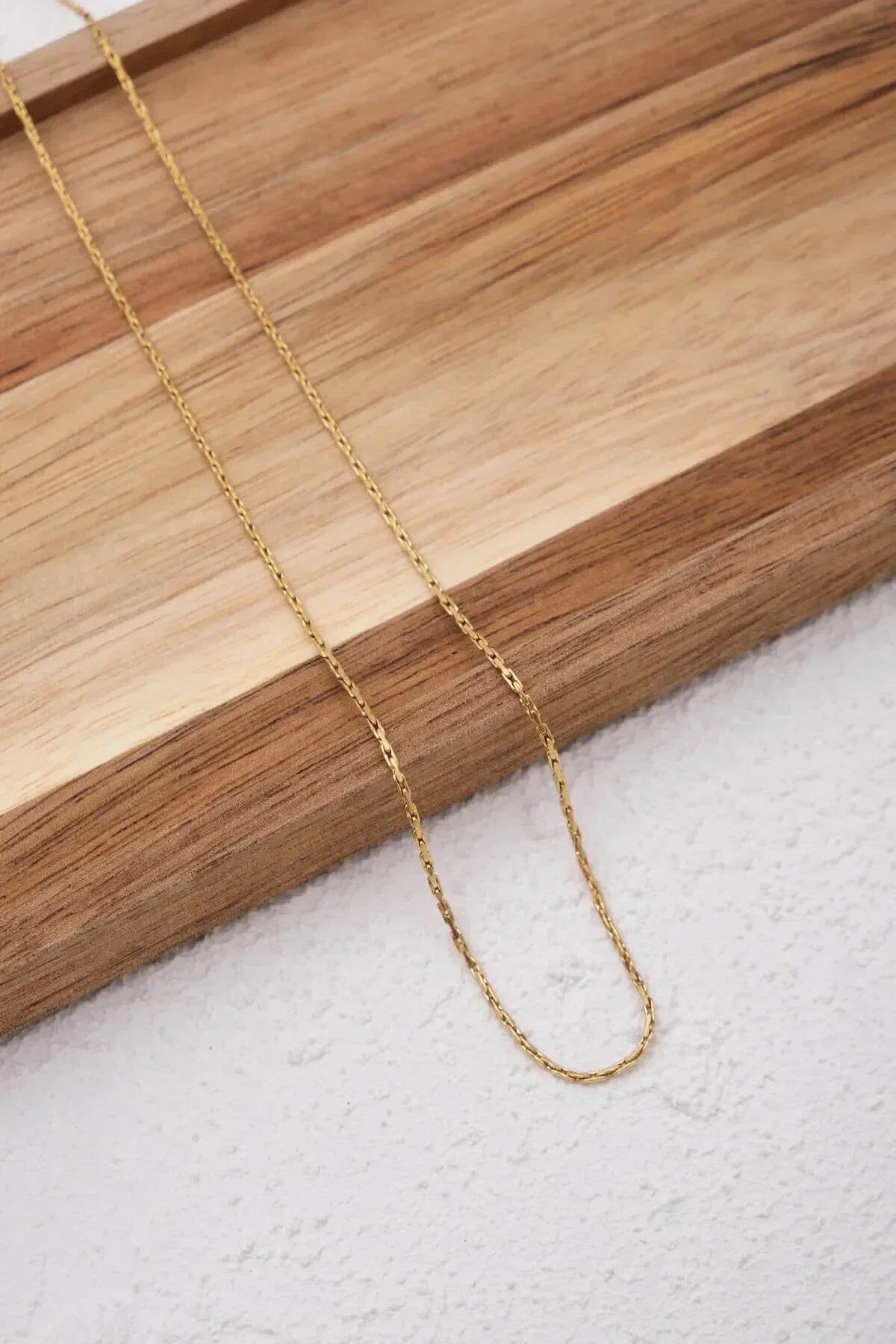 Çelik Dikdörtgen Burgu Erkek Kolye 1mm Örme Kararmaz Zincir