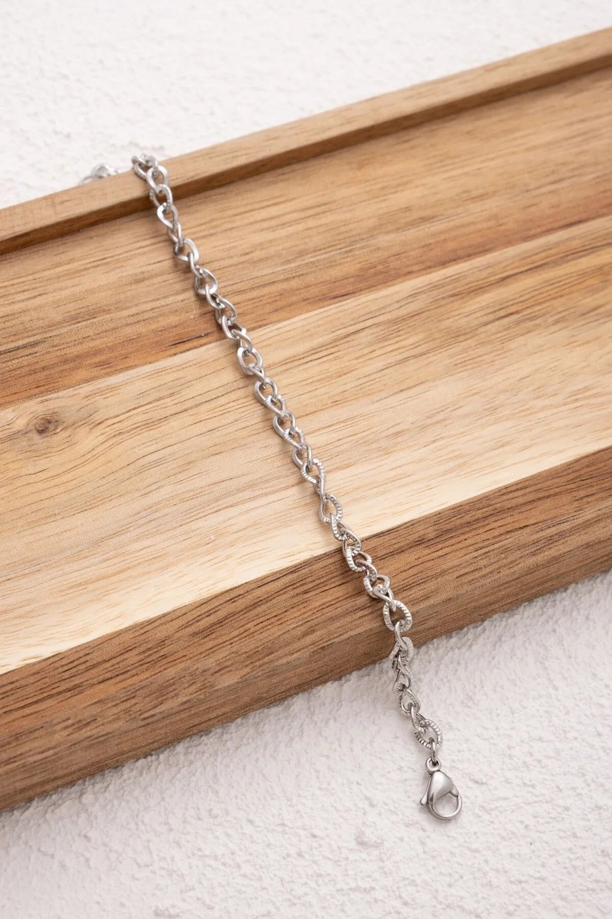 Çelik Dokulu Erkek Zincir Bileklik 4mm Kararmaz 20cm