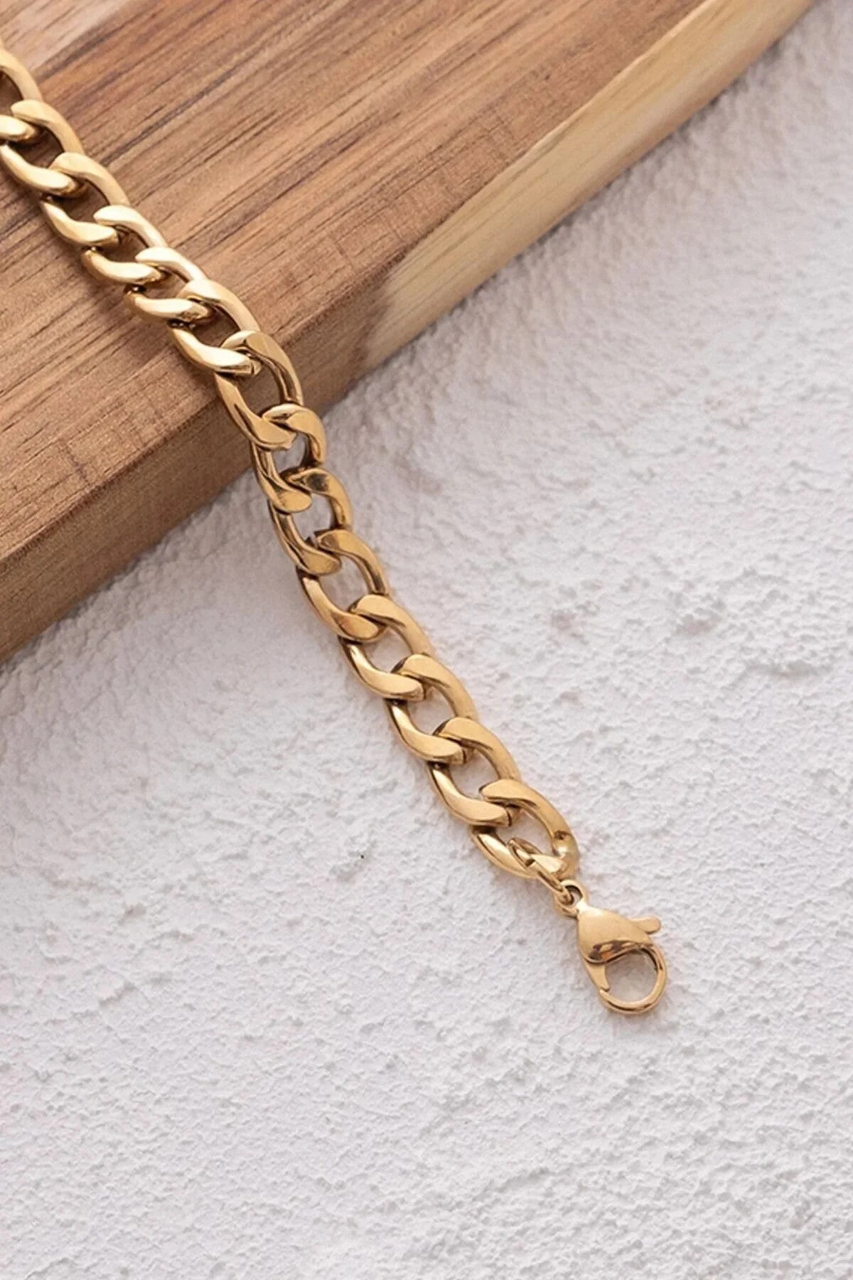 Çelik Gurmet Erkek Zincir Bileklik 6mm Kararmaz 20cm