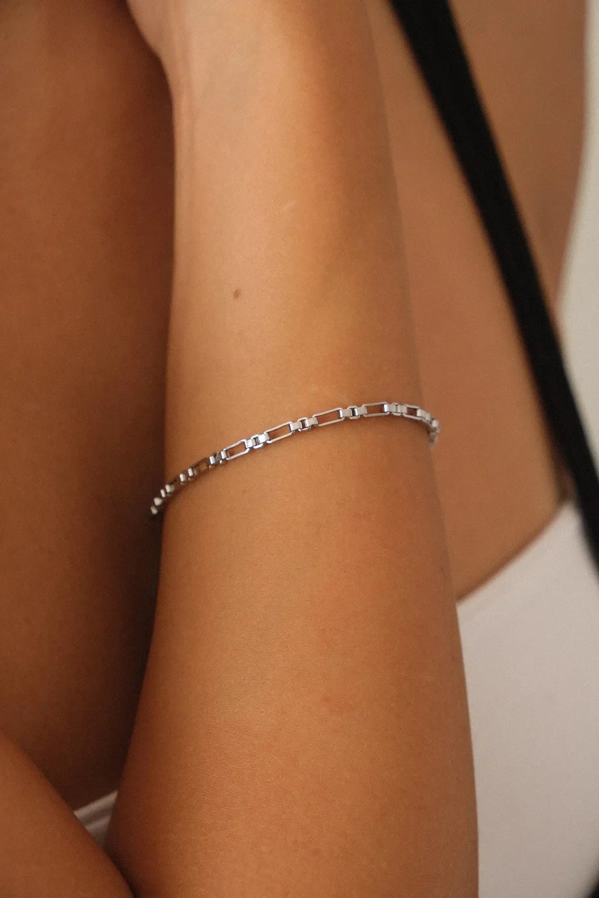 Çelik Dikdörtgen Kare Bileklik Kutu Dikdörtgen Bileklik 2mm Kararmaz 17cm+4cm-21cm