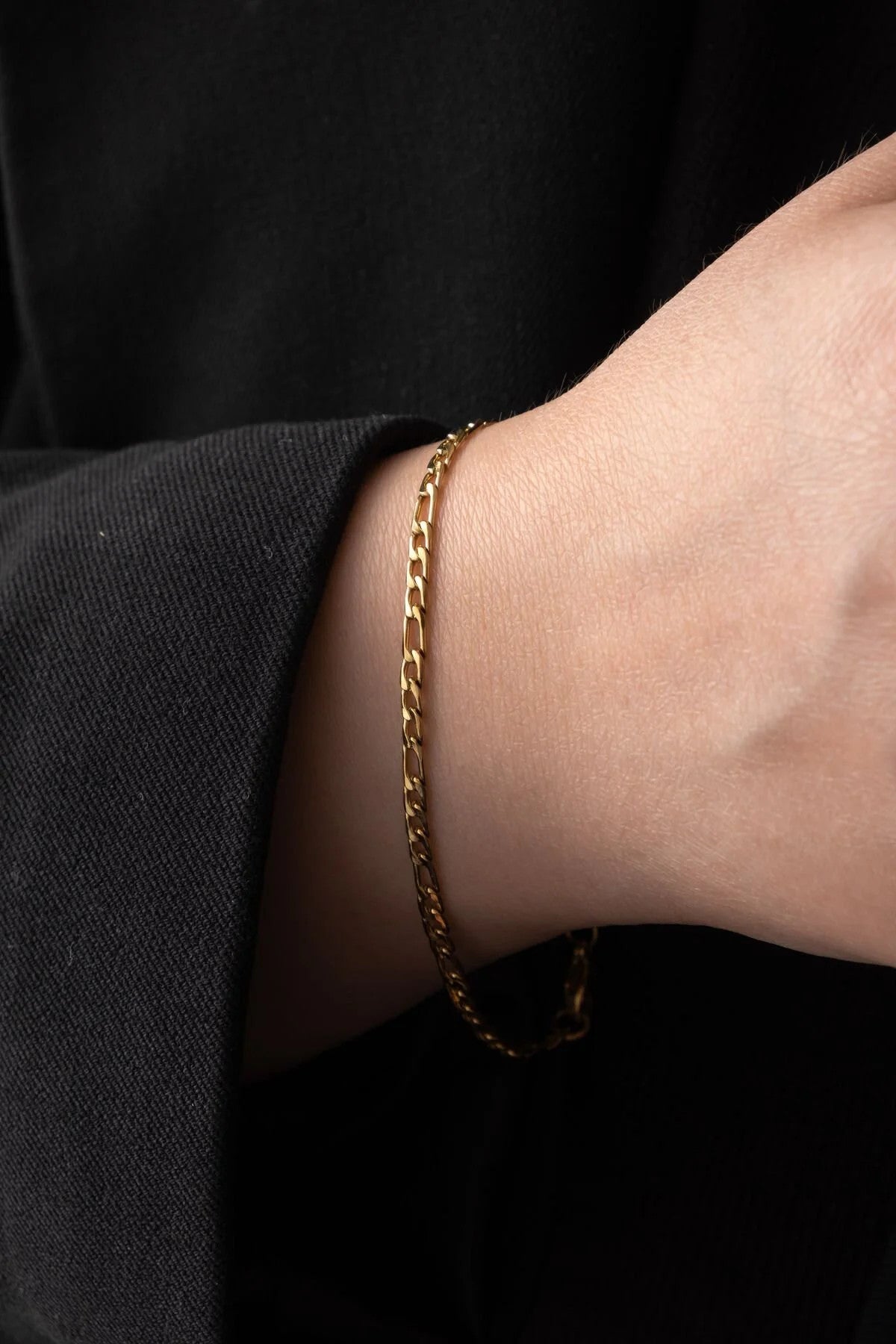 Çelik İnce Set Figaro Zincir Kolye Bileklik Set Kararmaz 3mm Unisex 45cm&18cm