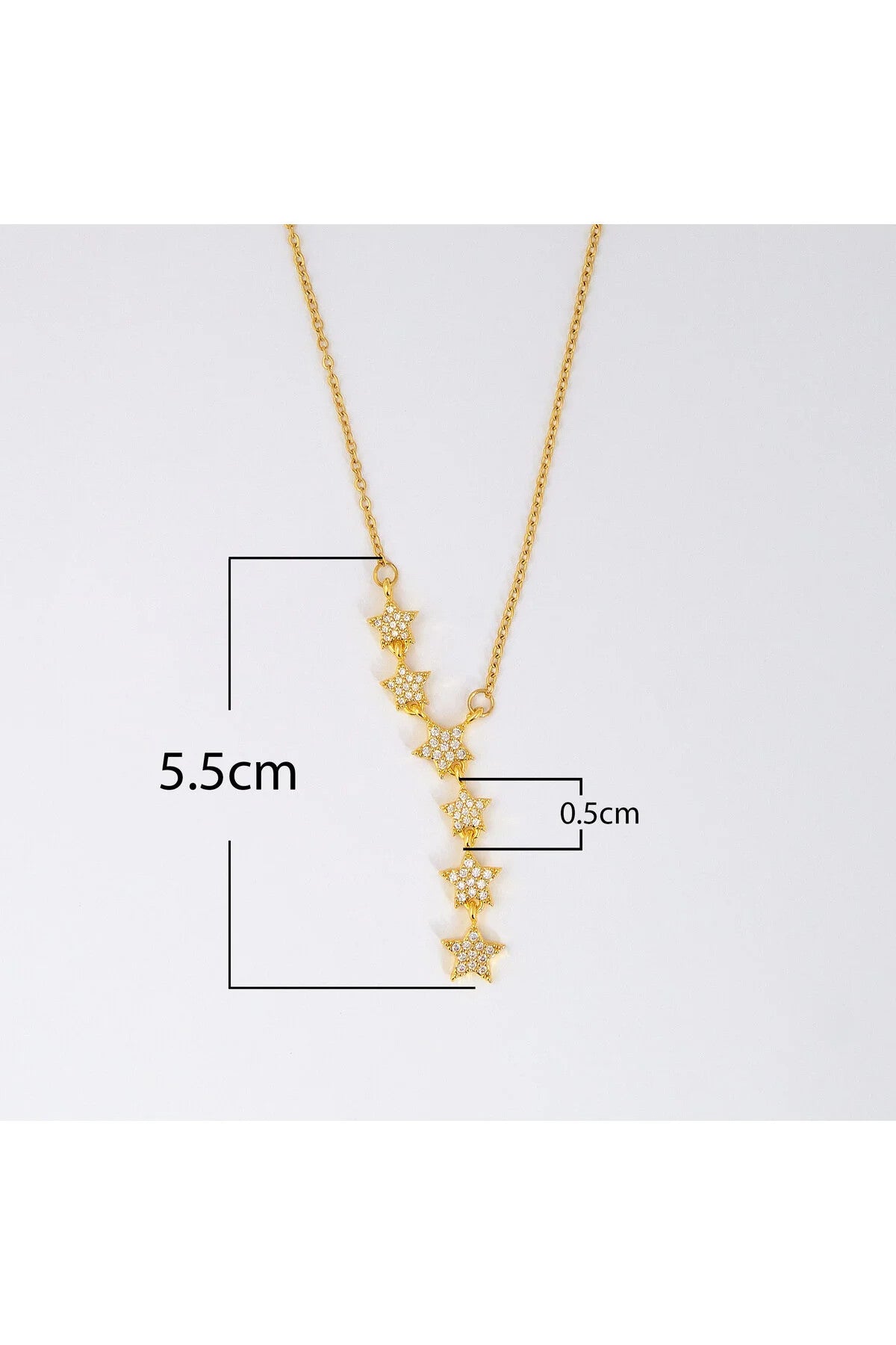 Çelik Taşlı Yıldız Kolye Altılı Yıldız Serisi Kararmaz
