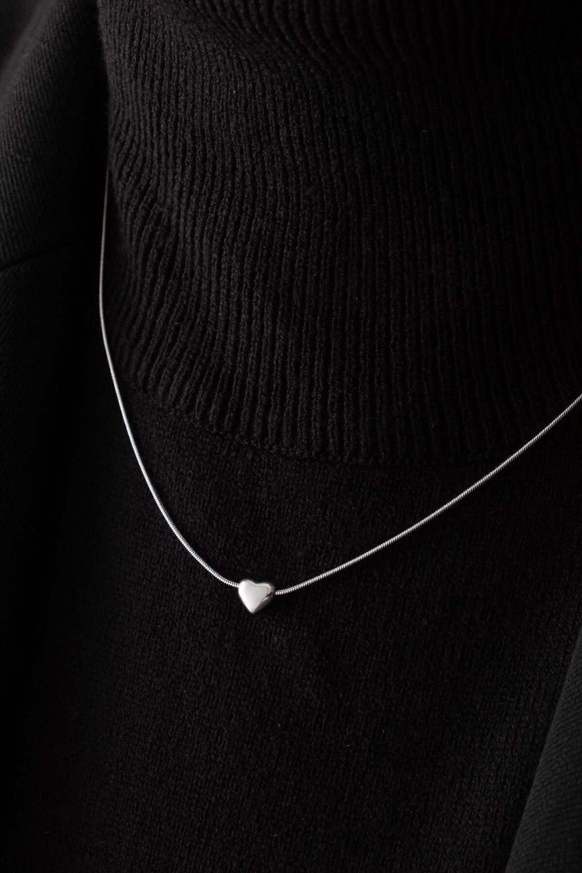 Çelik Minik Kalp Kolye Kararmaz 40cm 5cm