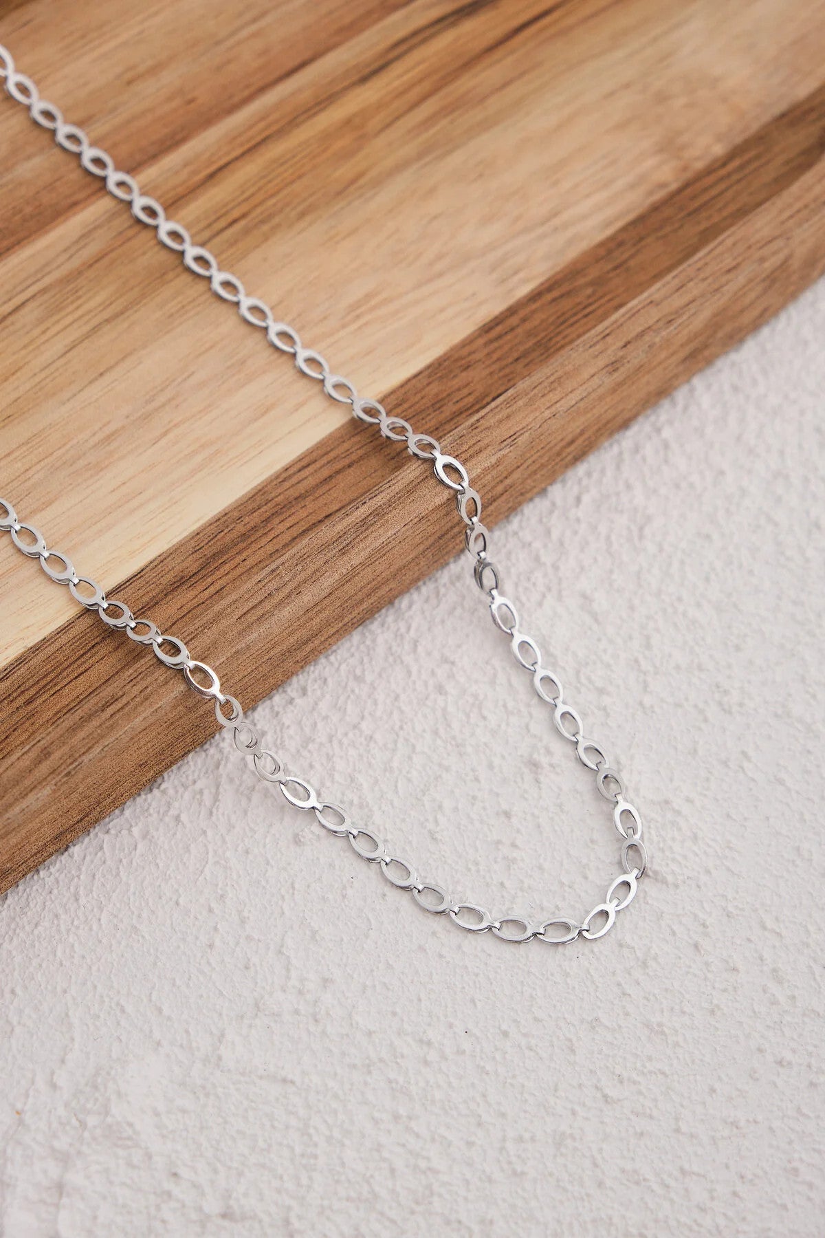 Çelik Arpa Kolye Buğday Zincir Kolye 3mm Kararmaz