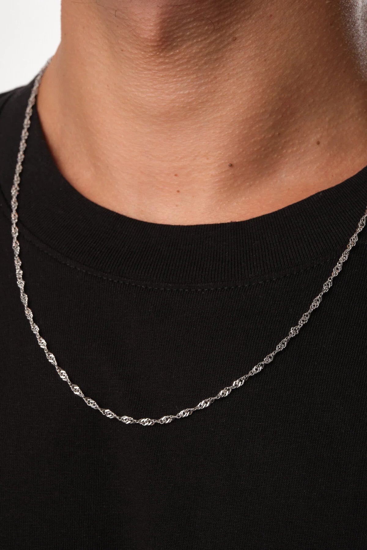 Çelik Singapur Erkek Zincir Kolye 3mm Kararmaz 60cm