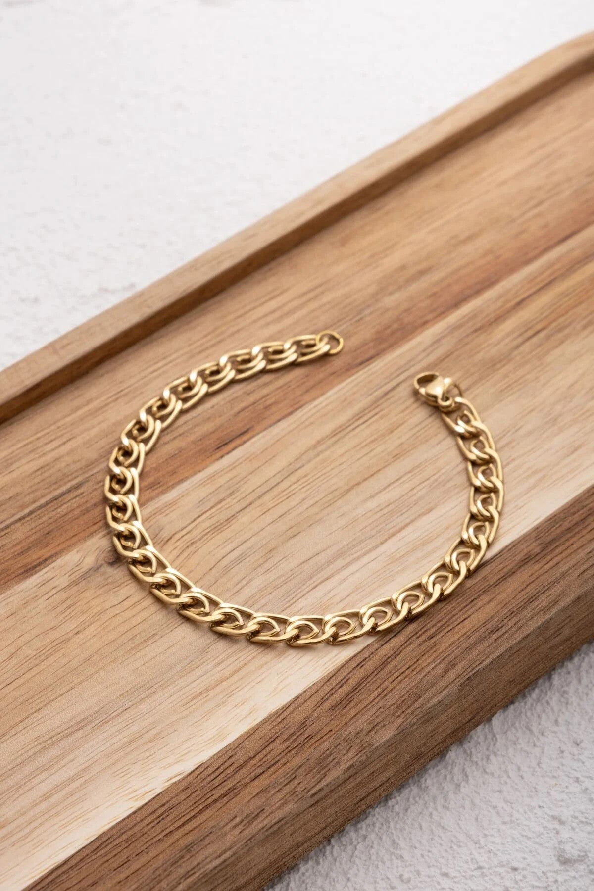 Çelik Kalın Salyangoz Zincir Bileklik Minimal Zincir Ataç Model Kararmaz 6mm 17cm+4cm&21cm