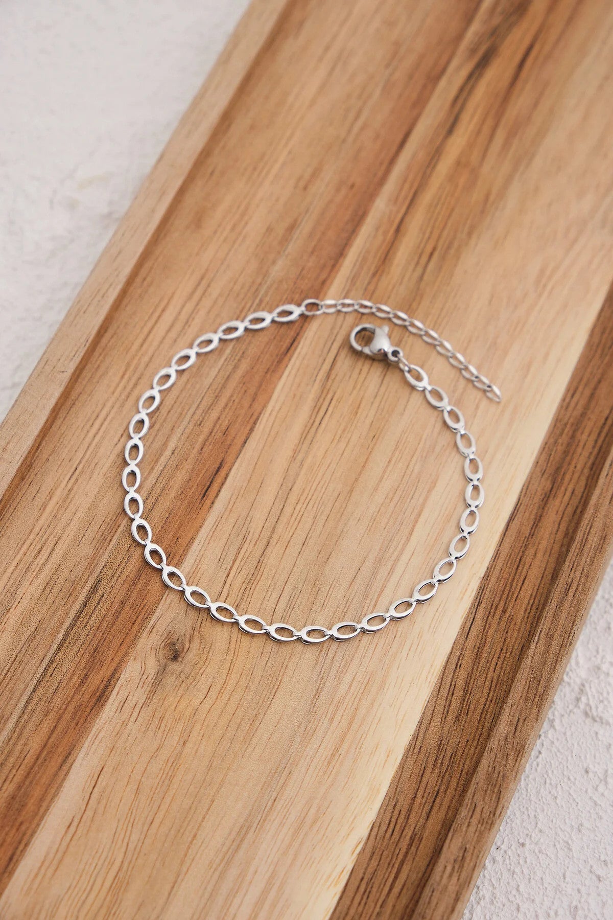 Çelik Arpa Bileklik Buğday Zincir Bileklik 3mm Kararmaz 17cm+4cm&21cm