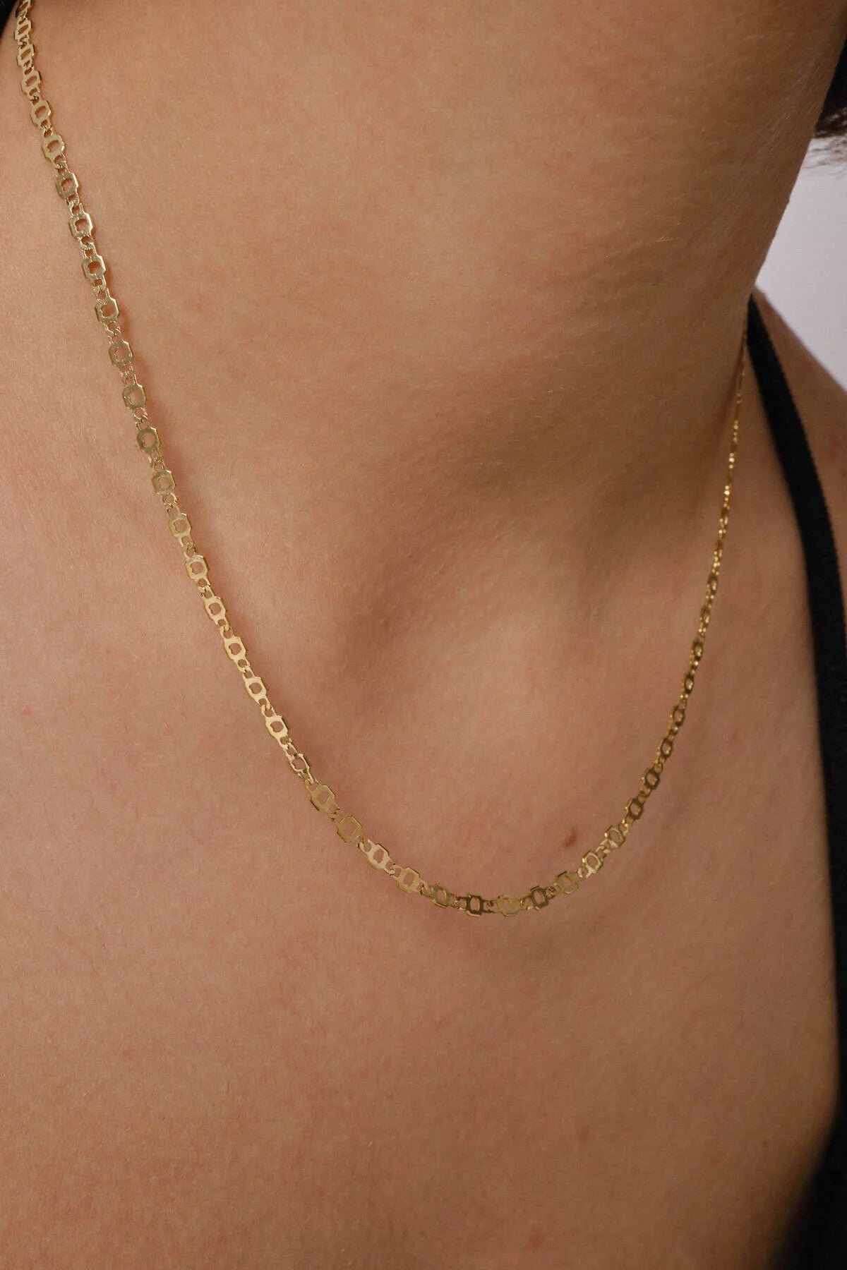 Çelik Pullu Plaka Kalp Zincir Kolye Altıgen Kalpli Kolye Minimal Kararmaz 3mm