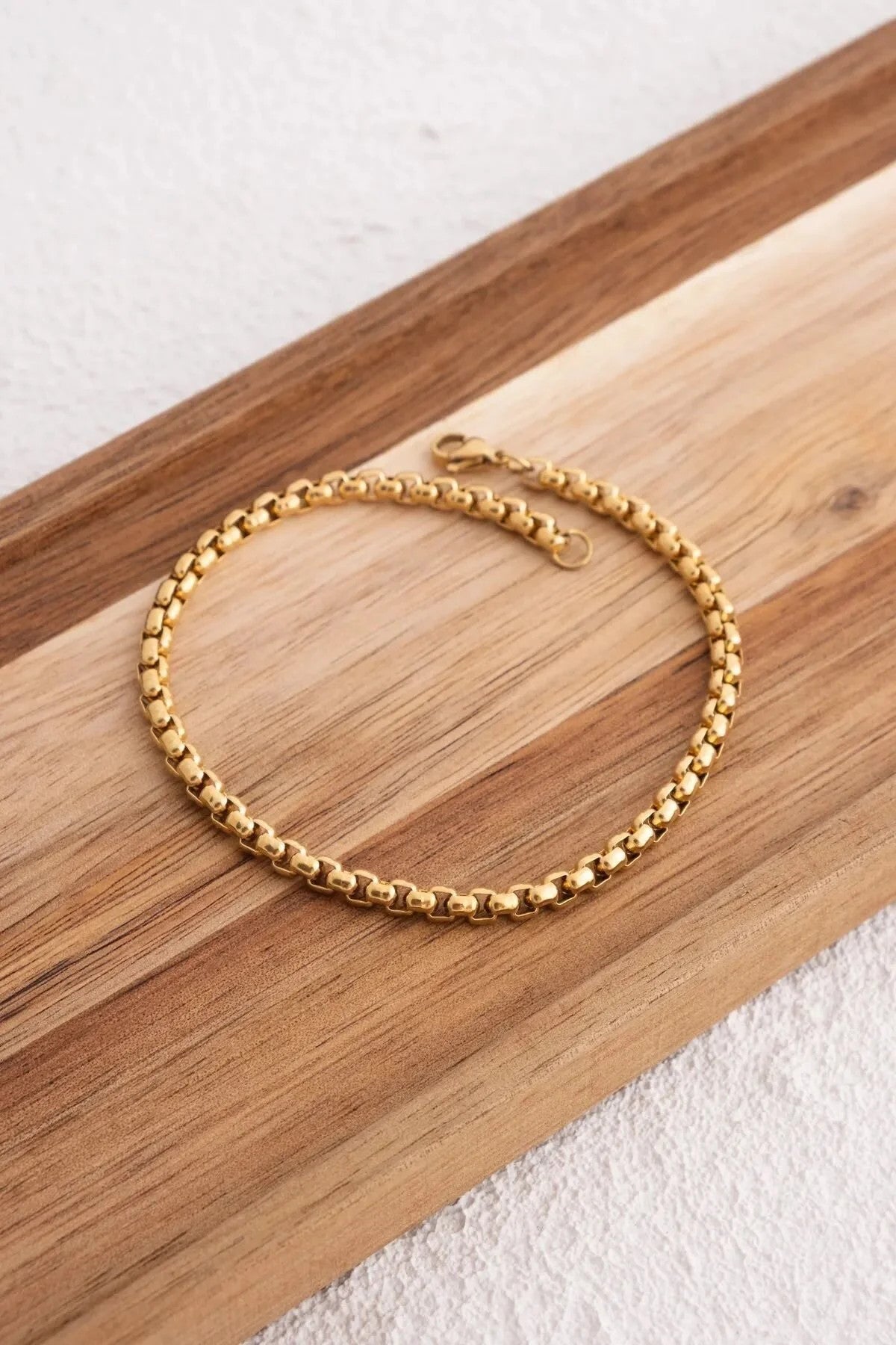 Çelik Top Zincir Bileklik Günlük Kullanıma Uygun 3mm Yuvarlak Halka Zincir Bileklik 17cm+4cm&21cm