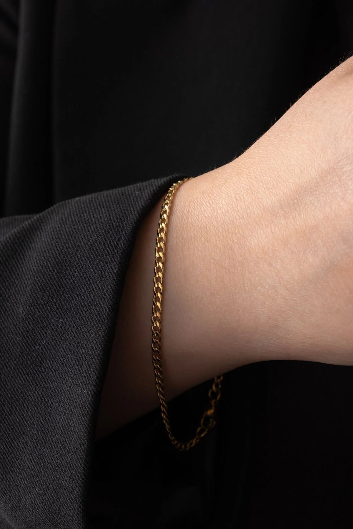 Çelik İnce Gurmet Zincir Bileklik 3mm Kararmaz 17cm+4cm&21cm Unisex