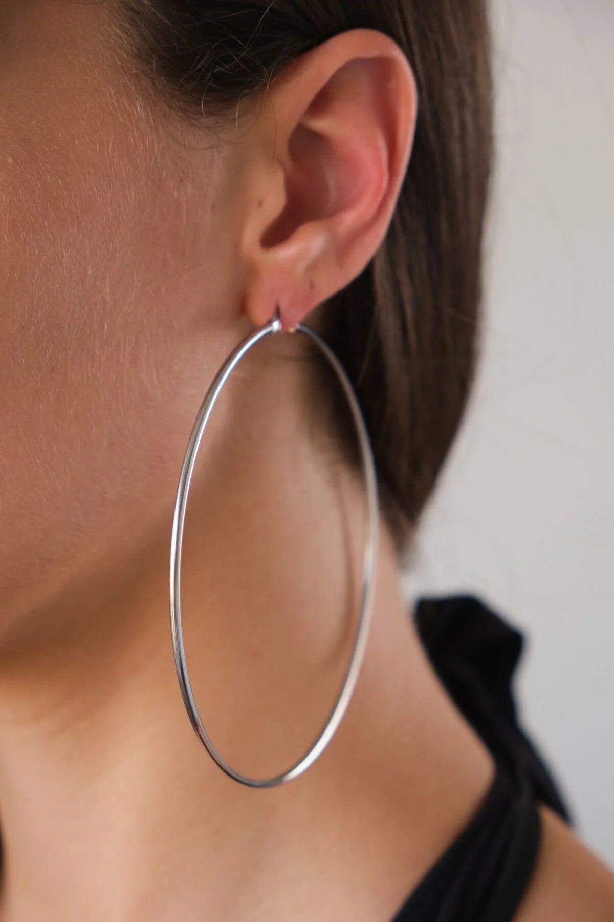 Çelik Halka Küpe Kararmaz Çember Halka Küpe Çap 9cm