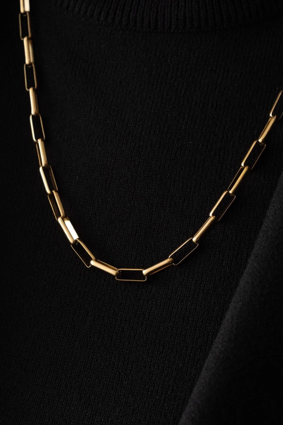 Çelik Dikdörtgen Zincir Kolye Kararmaz Zincir Unisex Gümüş