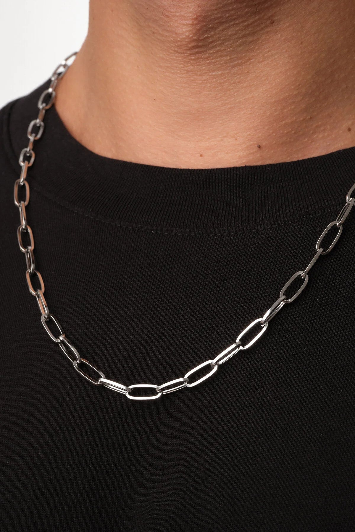 Çelik Ataç Erkek Zincir Kolye 5mm Kararmaz