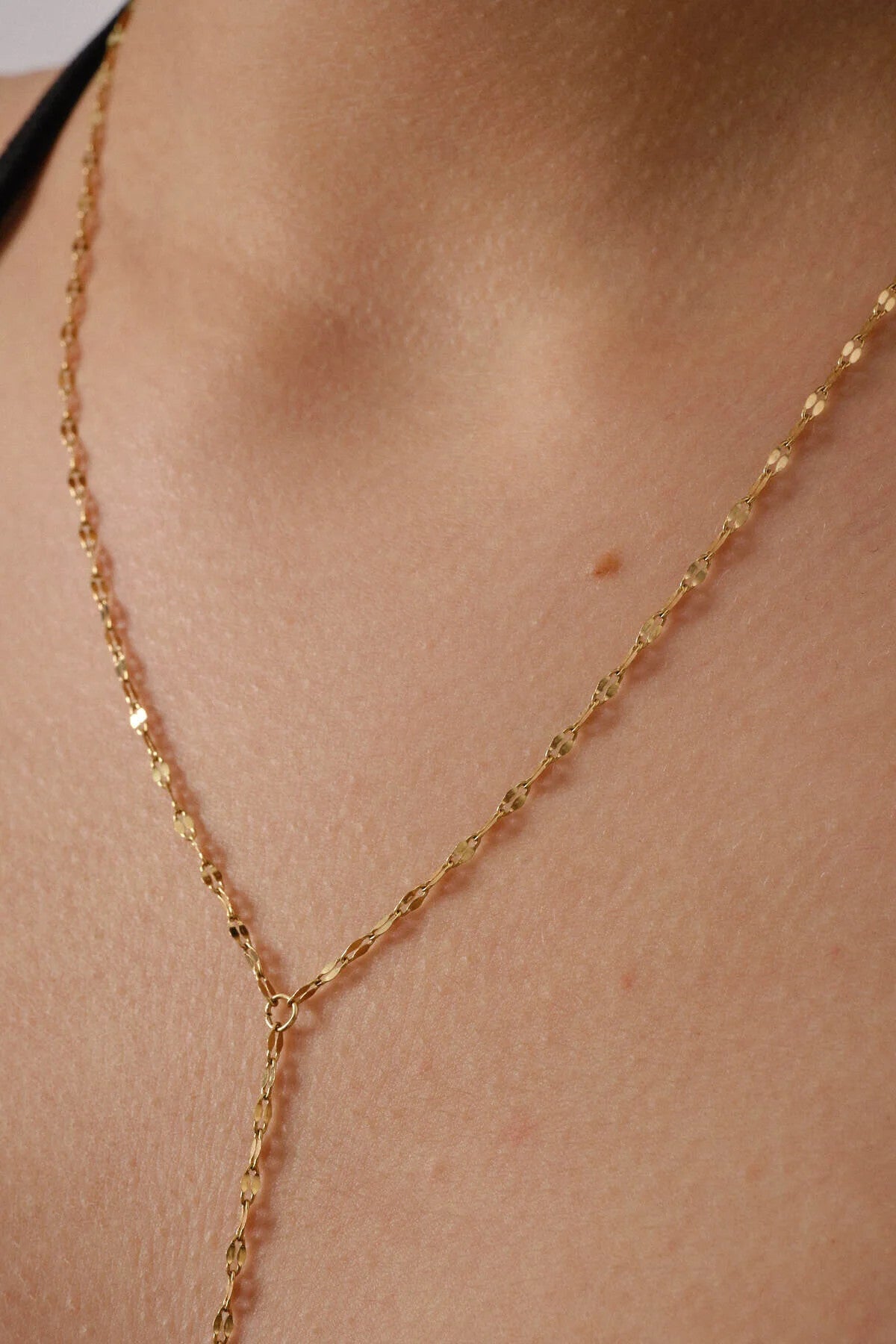 Çelik Dudak Y Kolye Aynalı Zincir Kolye 1mm Zarif Minimal 50cm