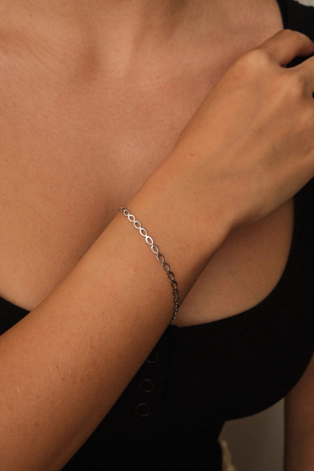 Çelik Arpa Bileklik Buğday Zincir Bileklik 3mm Kararmaz 17cm+4cm&21cm