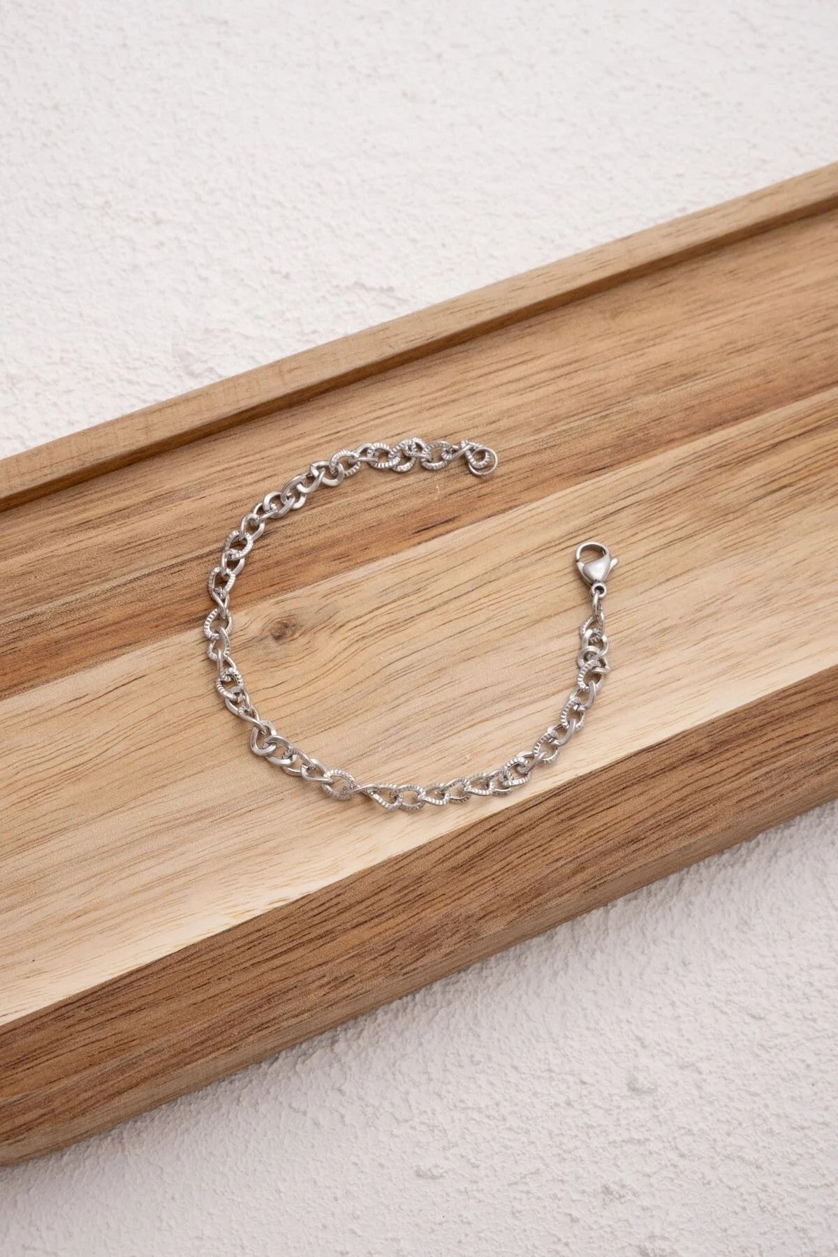 Çelik Dokulu Zincir Bileklik 4mm Minimal İnce İç İçe Geçmeli Halkalar 17cm+4cm&21cm