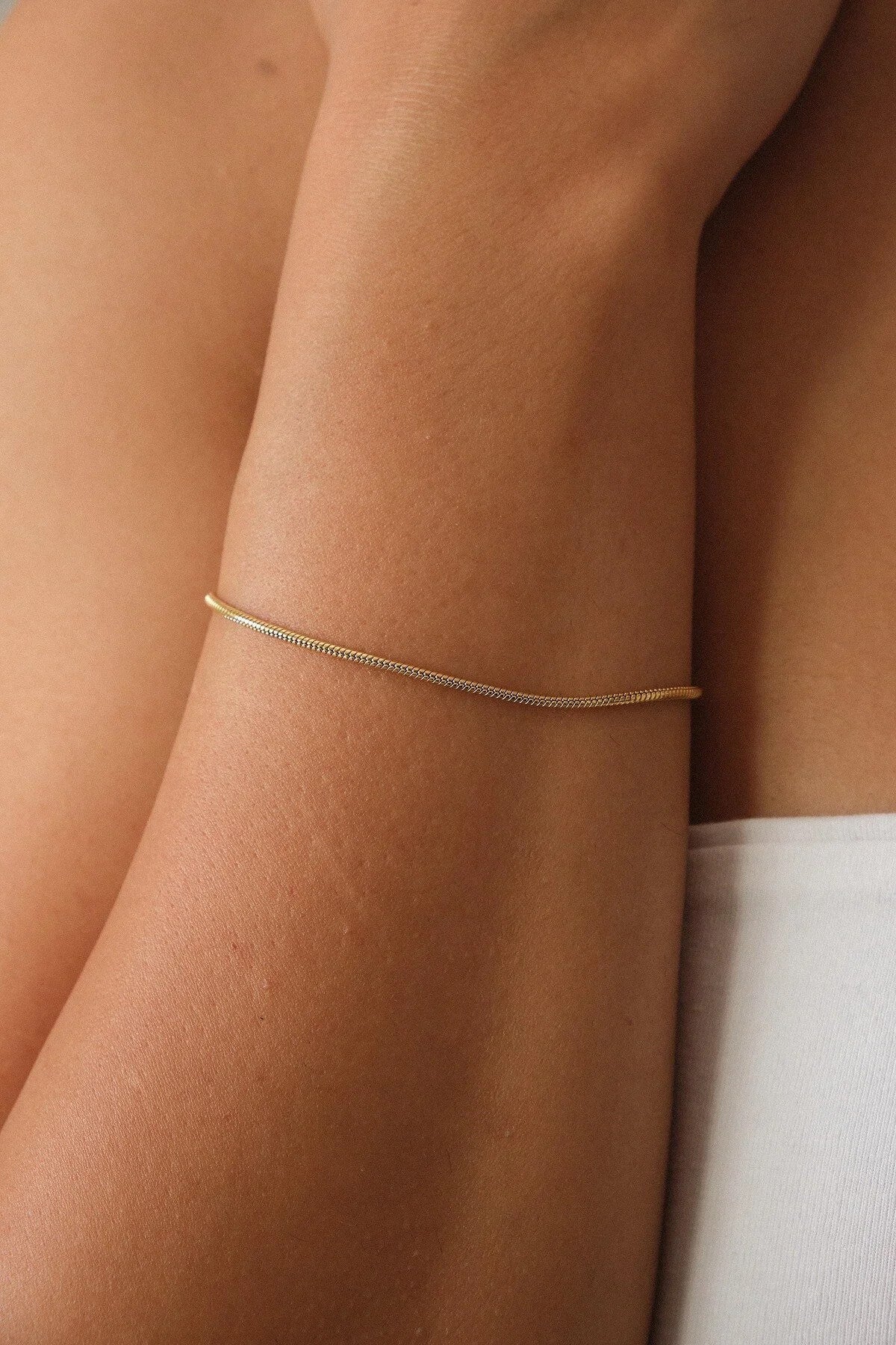 Çelik İnce Yuvarlak İtalyan Zincir Bileklik 1mm Kararmaz Günlük Kullanıma Uygun 17+6cm