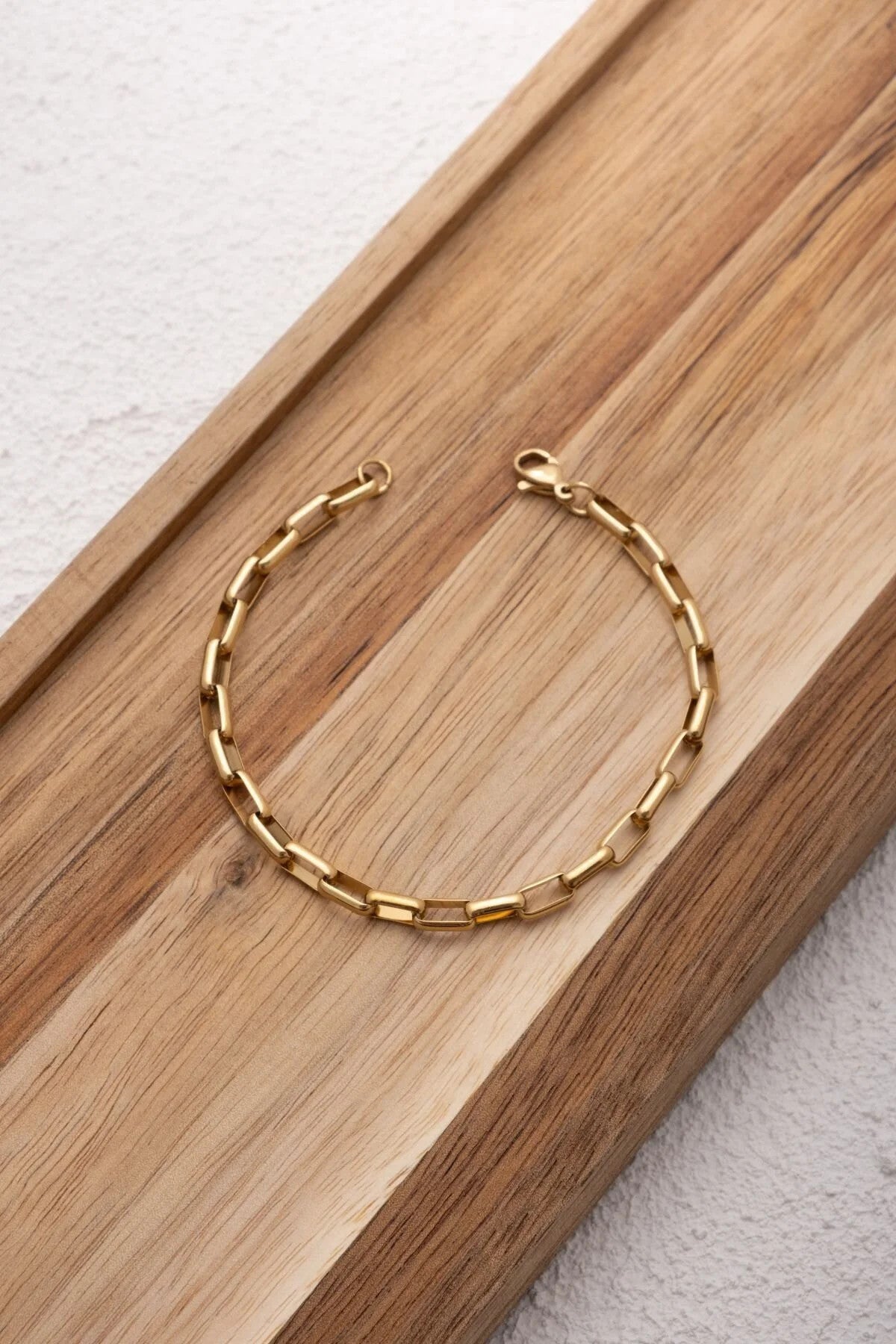 Çelik İnce Dikdörtgen Zincir Bileklik Kararmaz 4mm 17cm+4cm&21cm Günlük Kullanıma Uygun