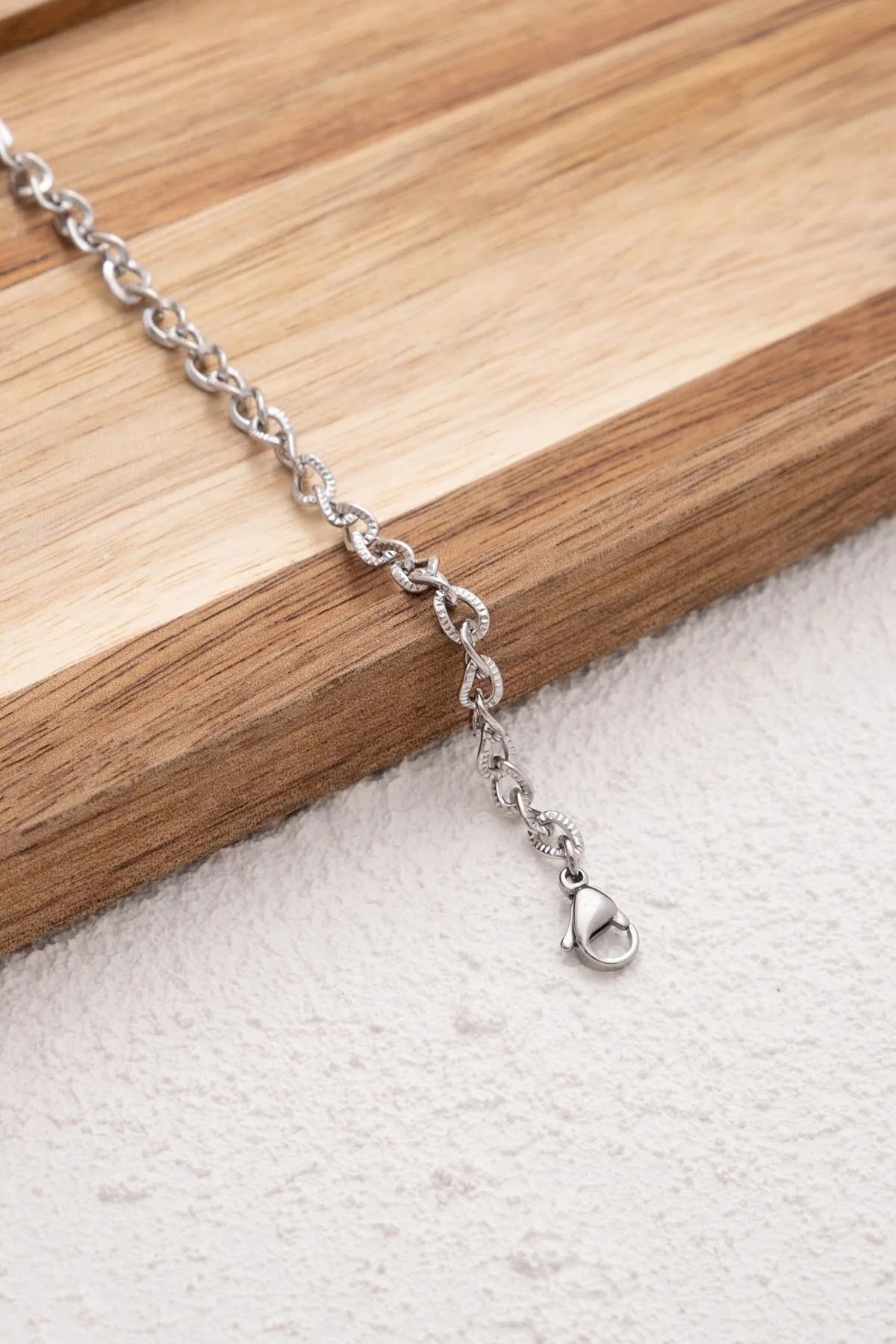 Çelik Dokulu Erkek Zincir Bileklik 4mm Kararmaz 20cm