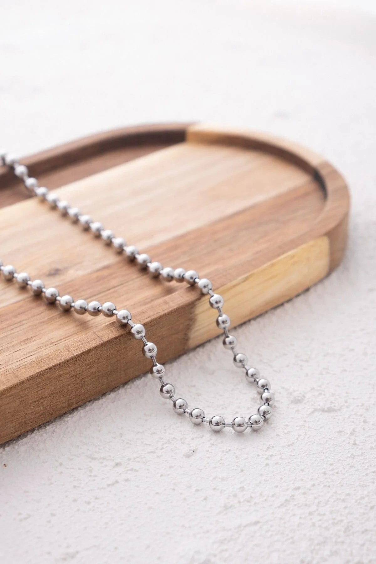 Çelik Top Dorika Erkek Zincir Kolye 3mm Kararmaz 60cm