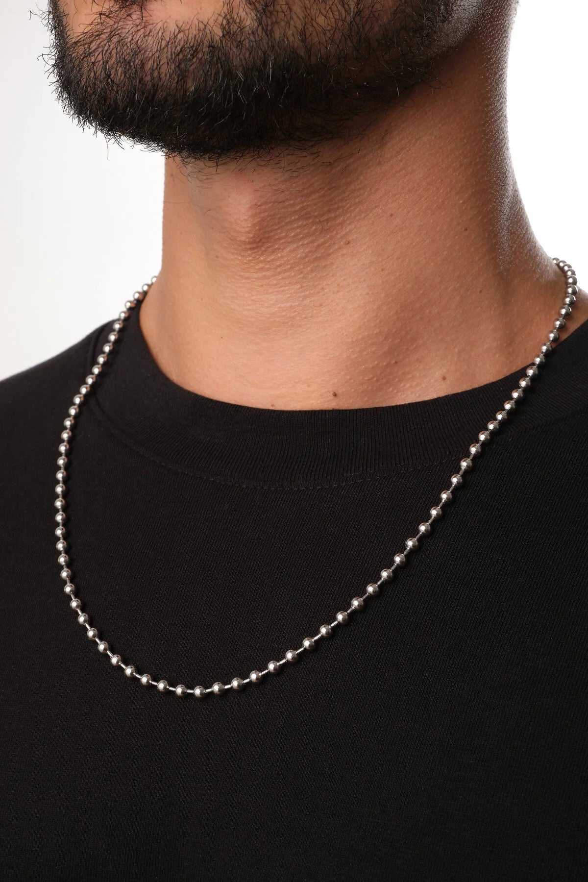 Çelik Top Dorika Erkek Zincir Kolye 3mm Kararmaz 60cm