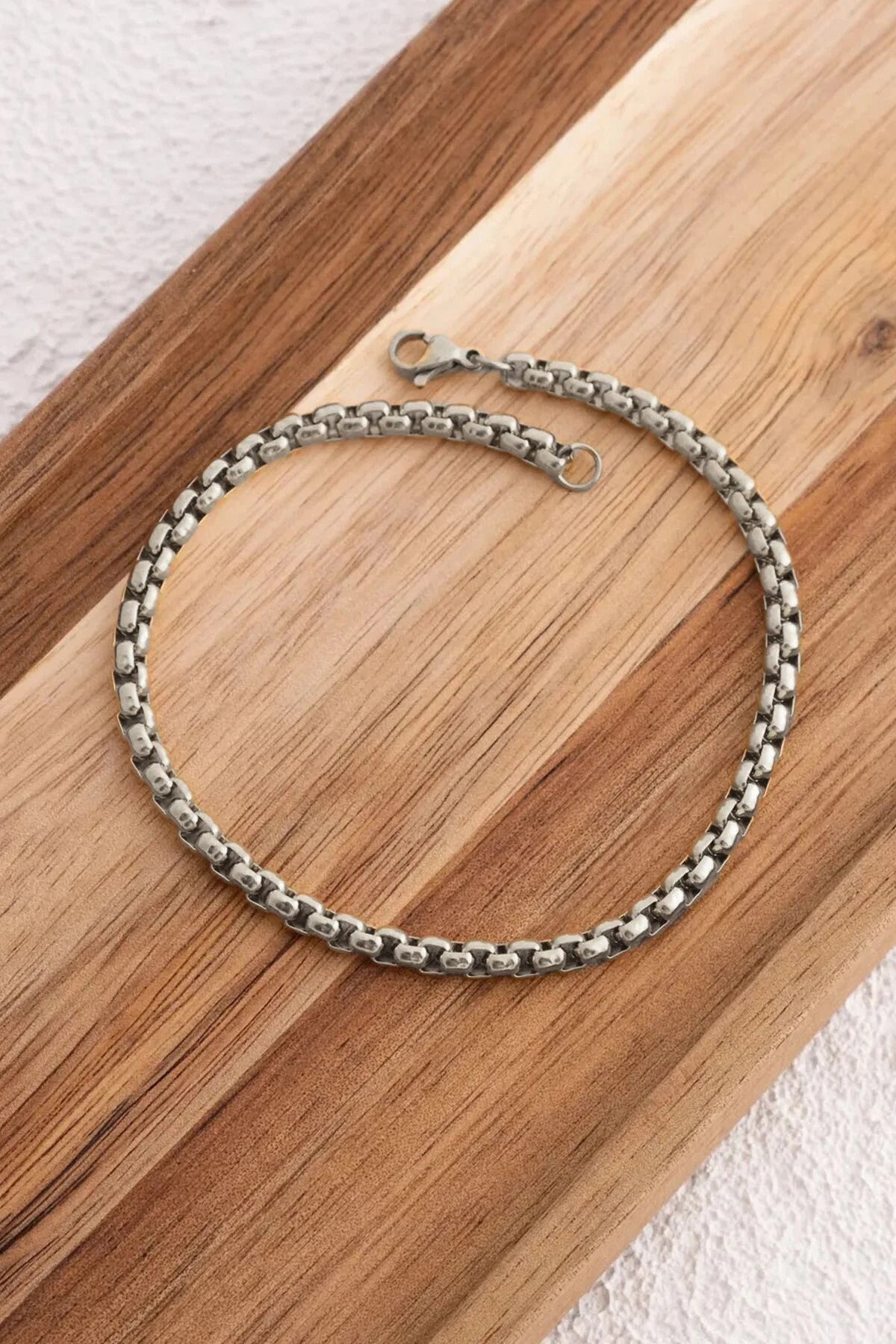 Çelik Top Zincir Bileklik Günlük Kullanıma Uygun 3mm Yuvarlak Halka Zincir Bileklik 17cm+4cm&21cm