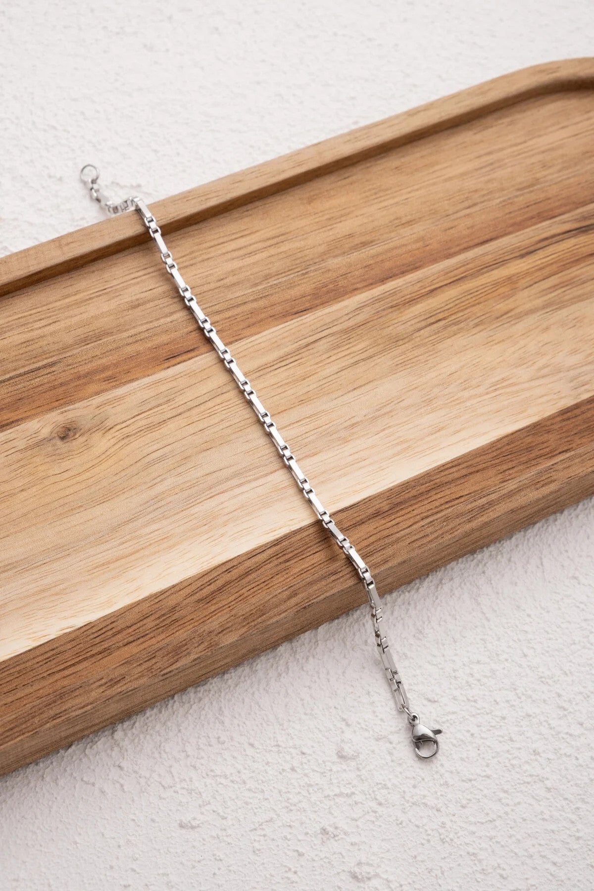 Çelik Dikdörtgen Kare Bileklik Kutu Dikdörtgen Bileklik 2mm Kararmaz 17cm+4cm-21cm