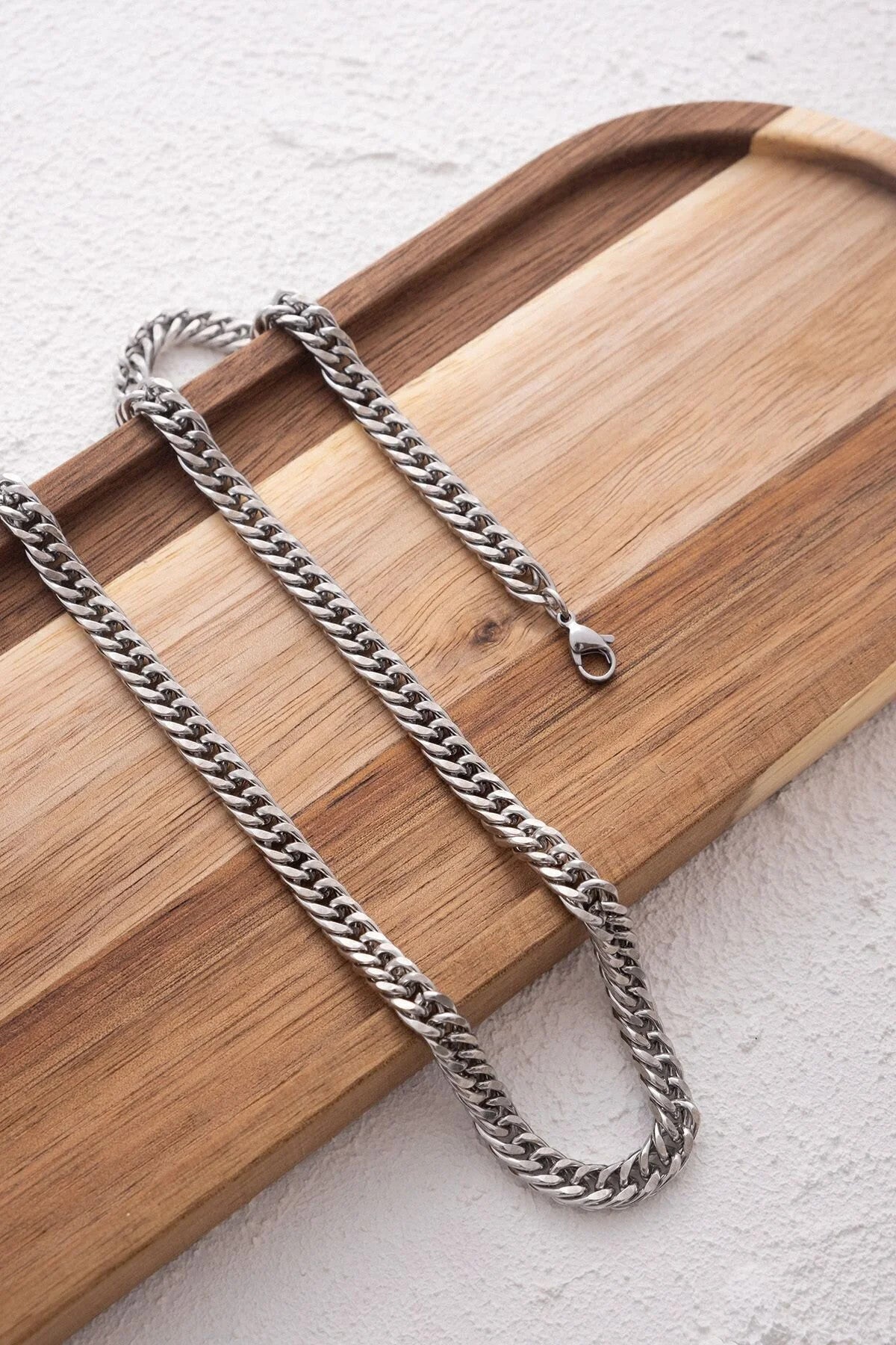 Çelik Almak Gurmet Zincir Kolye Miami Büyük Küba Kolye 6mm Kararmaz