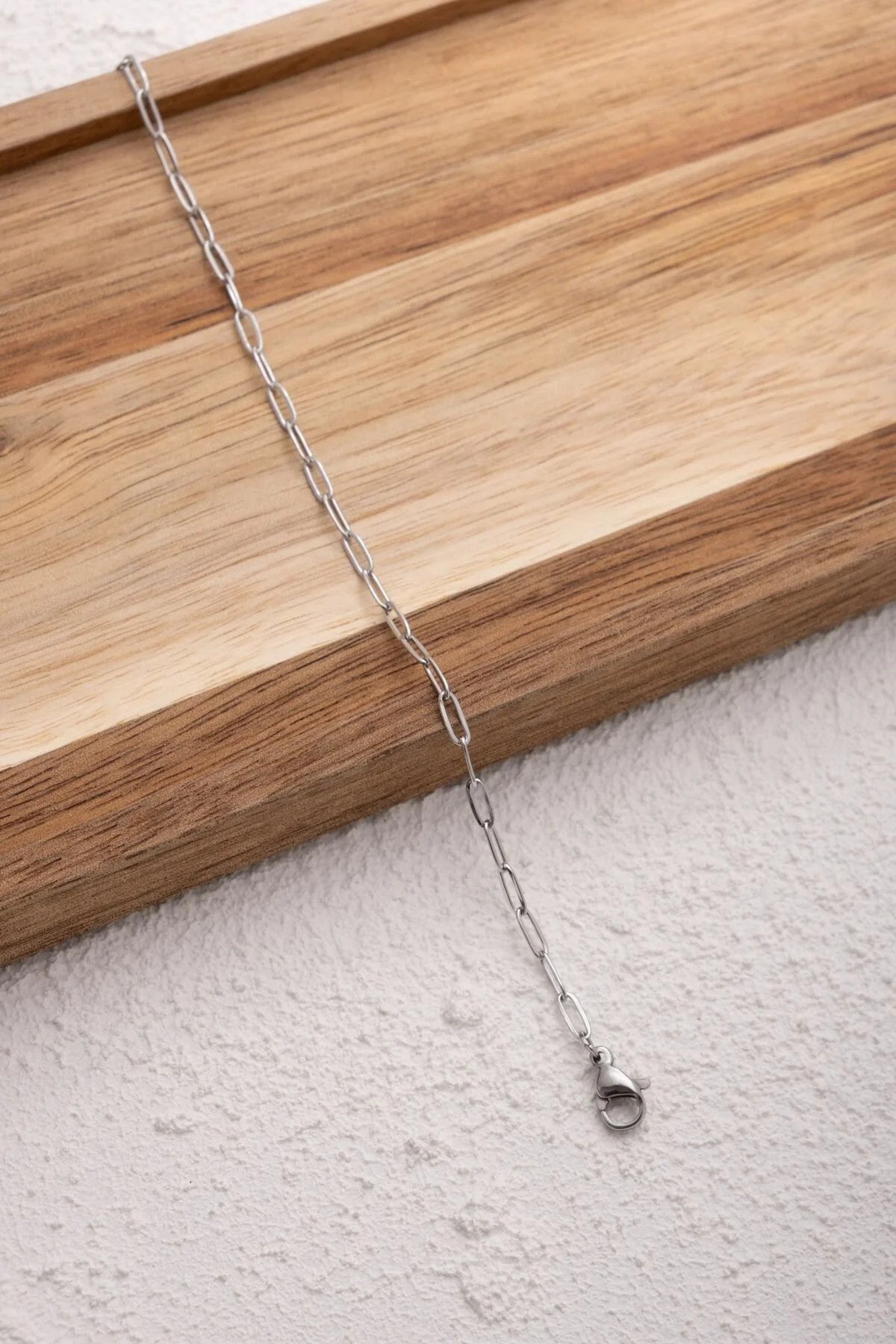 Çelik Ataç Oval Halka Zincir Bileklik Günlük Kullanıma Uygun Kararmaz Kablo Zincir 2mm 17cm+4cm&21cm