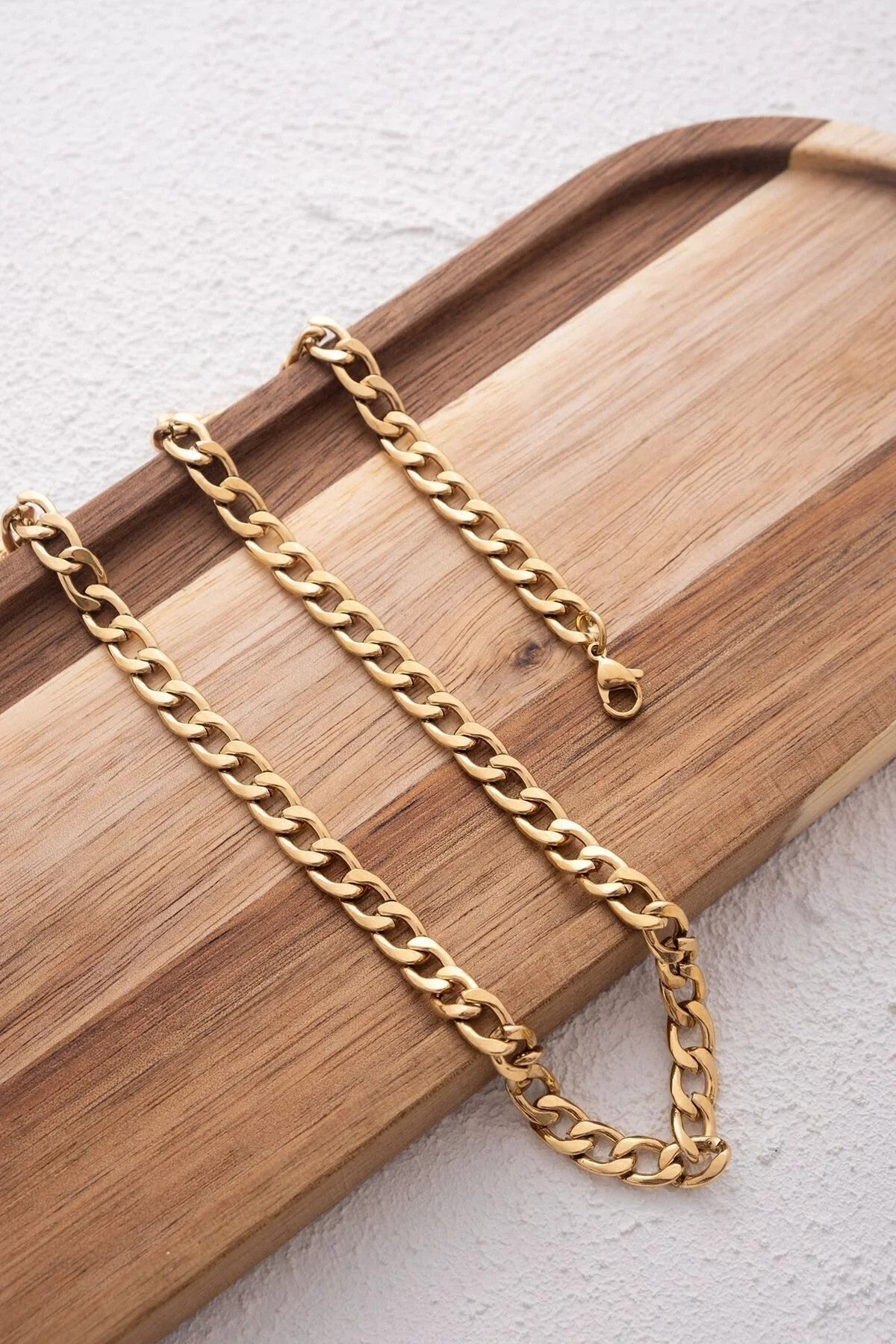 Çelik Gurmet Zincir Kolye Kararmaz 6mm Kalın Gurmet Kolye Unisex Ayarlanabilir Boy