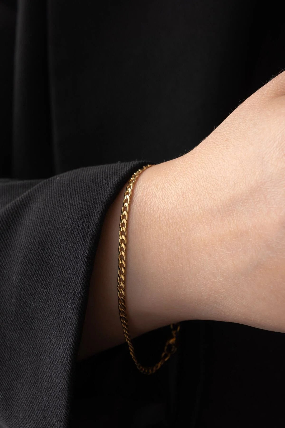 Çelik İnce Gurmet Zincir Bileklik 3mm Kararmaz 17cm+4cm&21cm Unisex