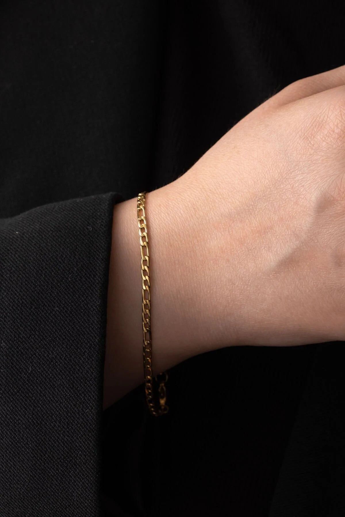 Çelik Ince Figaro Zincir Bileklik 3mm Kararmaz Unisex 17cm+4cm&21cm