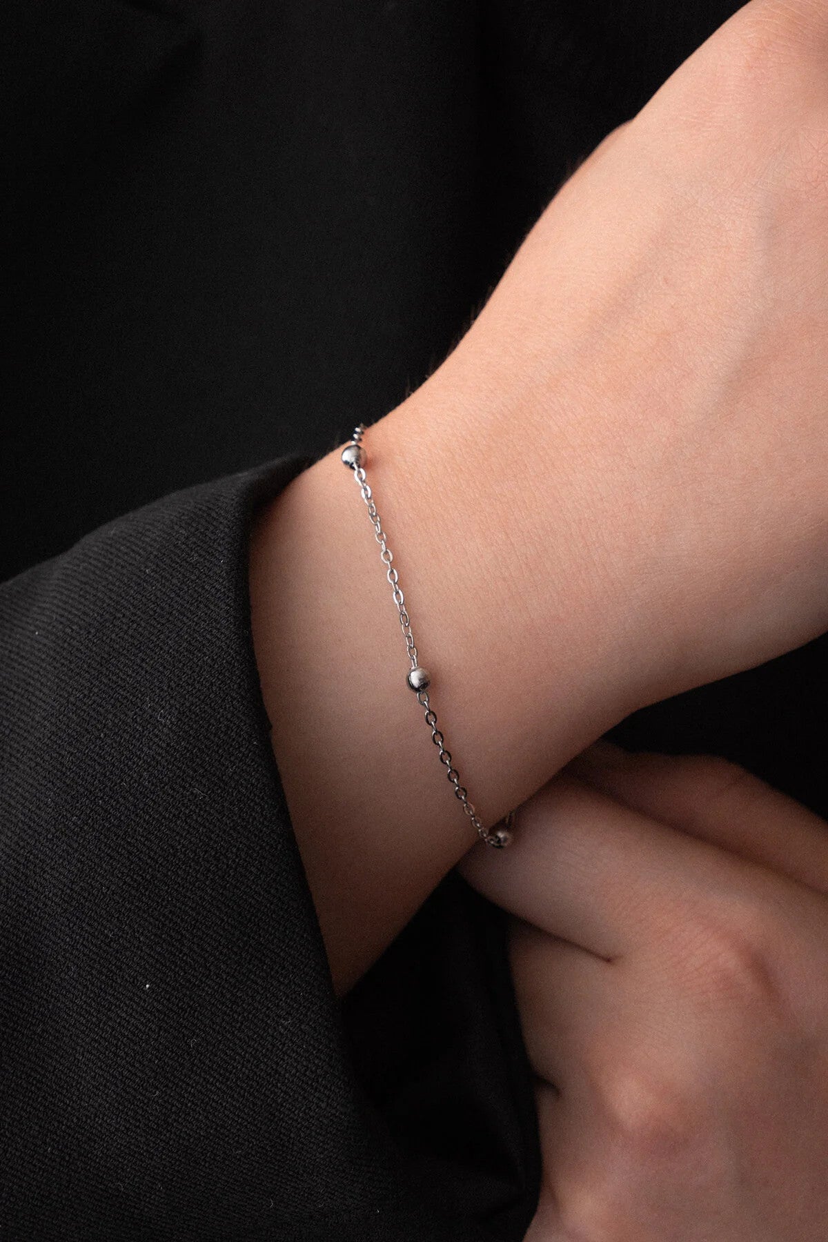 Çelik Toplu Bileklik Ince Dorika Forse Zincir 1mm Zarif Minimal 17cm+4cm-21cm