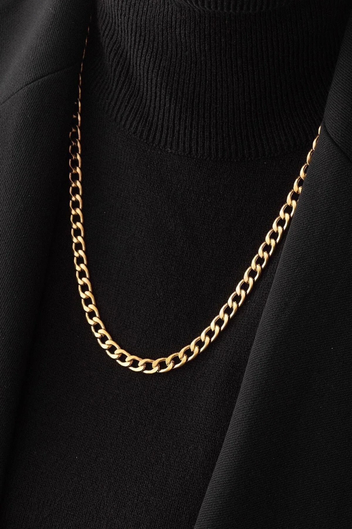 Çelik Gurmet Zincir Kolye Kararmaz 6mm Kalın Gurmet Kolye Unisex Ayarlanabilir Boy