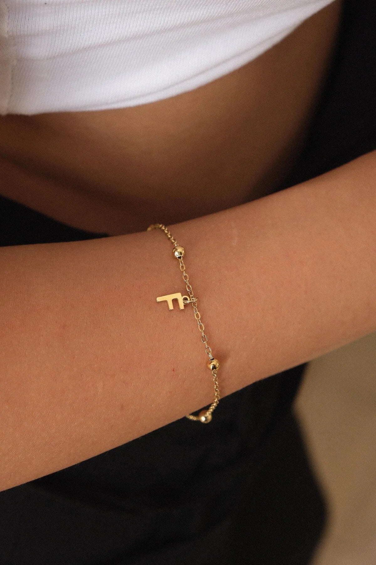 Çelik Harfli Top Ince Dorika Zincir Bileklik Harfli Bileklik Forse Zincir 1mm Minimal 17+4cm&21cm
