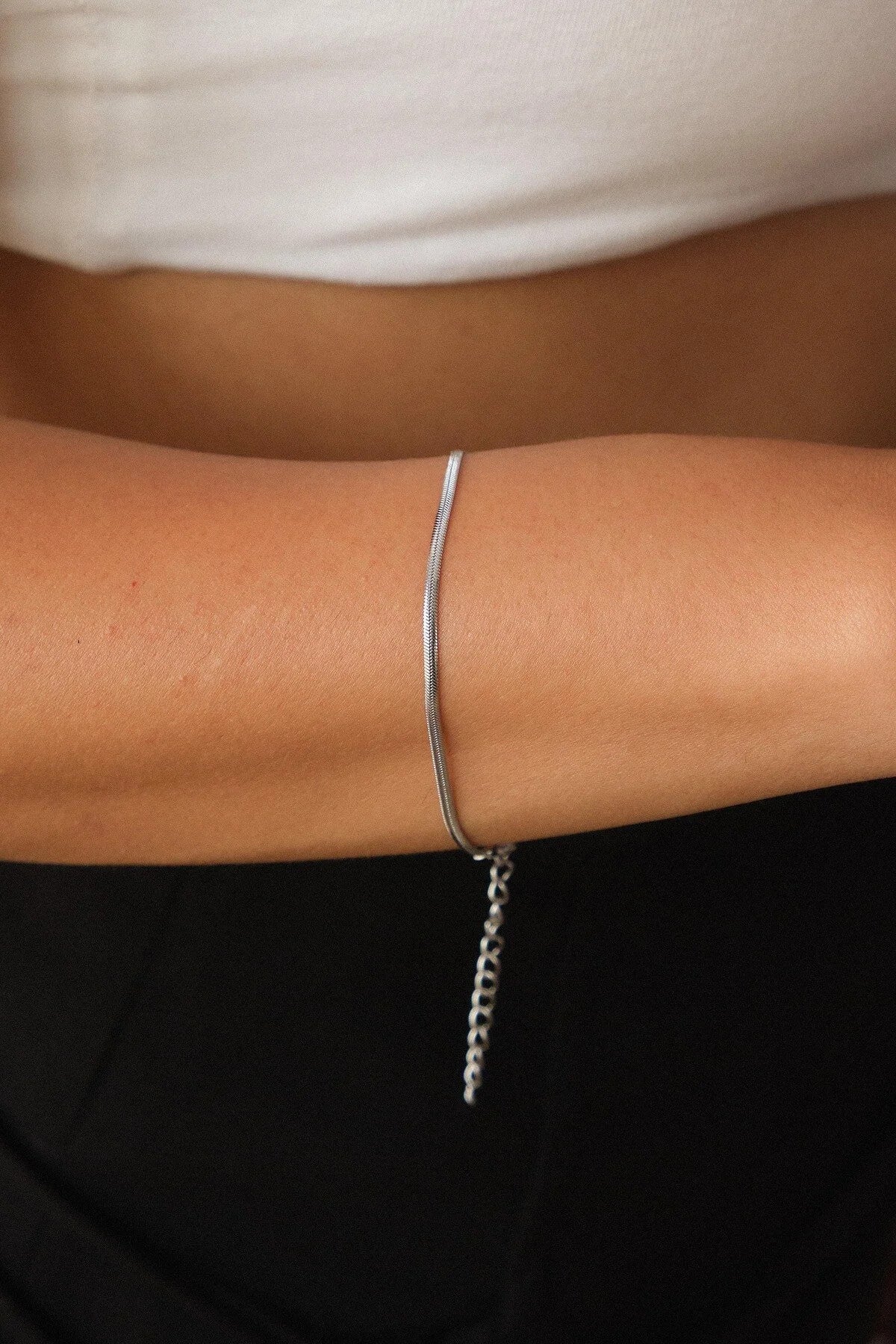 Çelik İnce İtalyan Bileklik Balık Sırtı Model Kararmaz 17+6cm 2mm Günlük Kullanıma Uygun