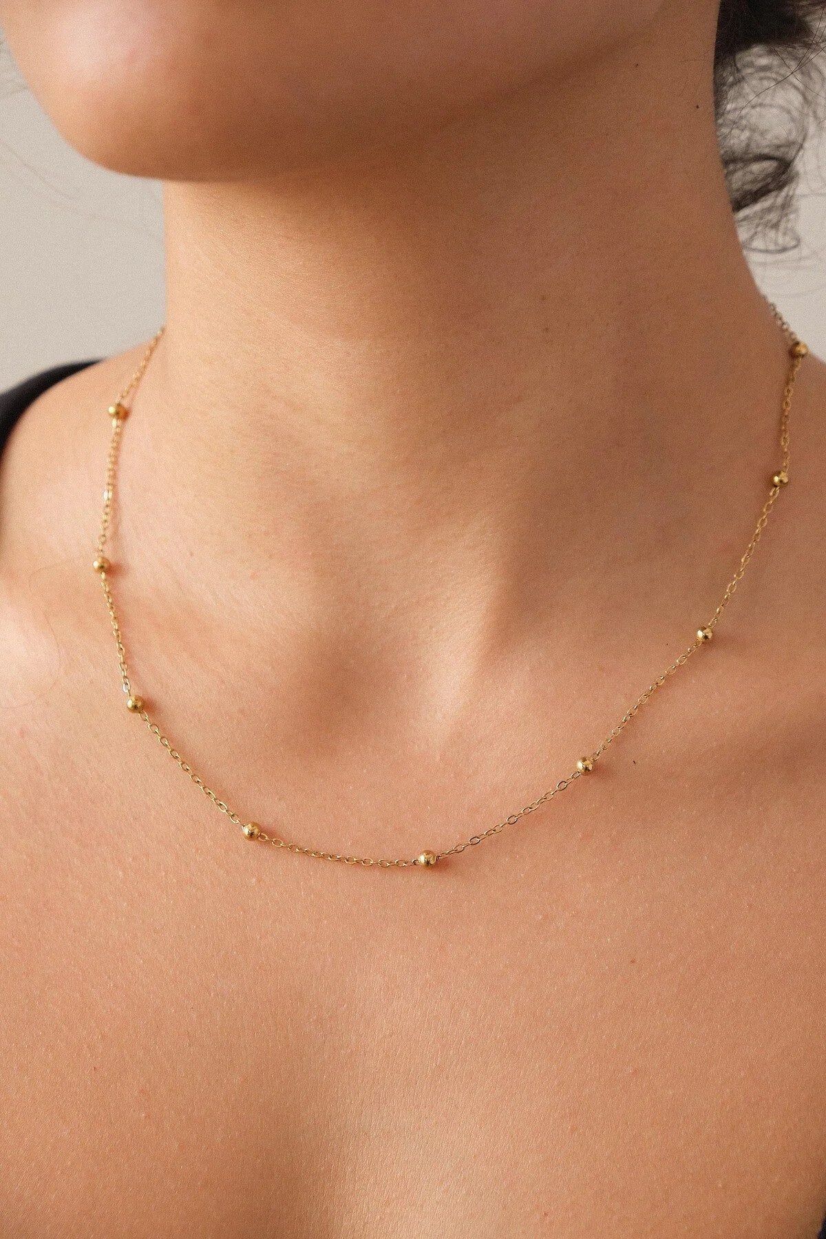 Çelik Toplu Ince Dorika Zincir Kolye Ince Forse Zincir 1mm Zarif Minimal