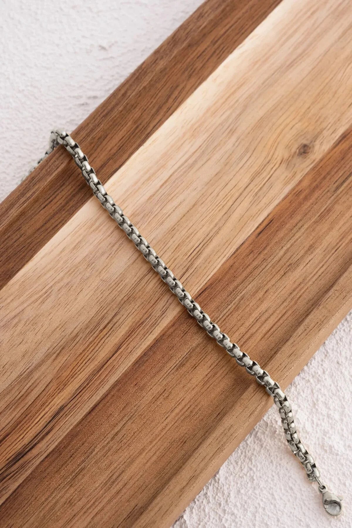 Çelik Top Zincir Bileklik Günlük Kullanıma Uygun 3mm Yuvarlak Halka Zincir Bileklik 17cm+4cm&21cm