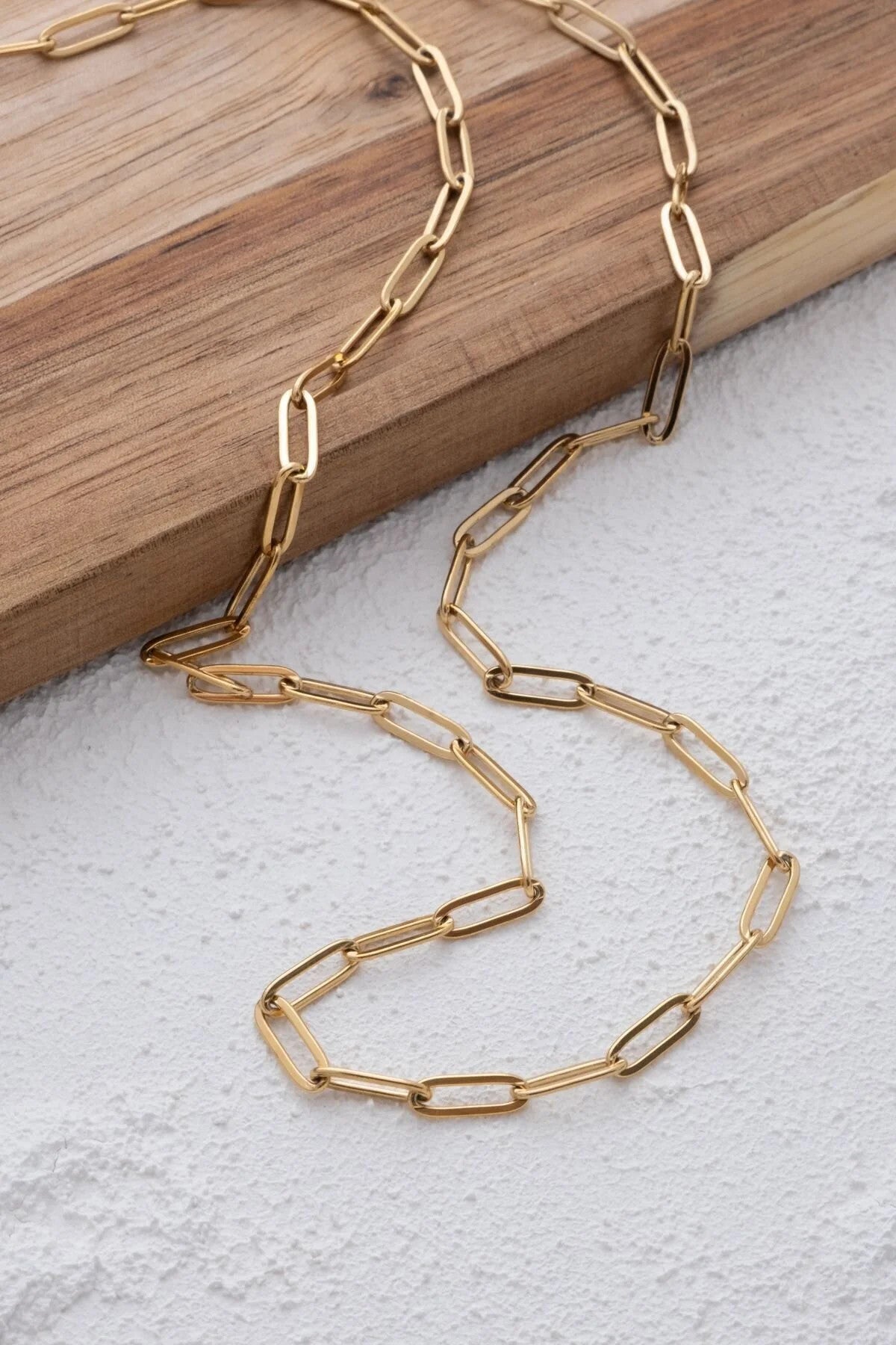 Çelik Ataç Oval Zincir Kolye Kararmaz 4mm Kişiselleştirilebilir Zincir Boy Seçenekleriyle