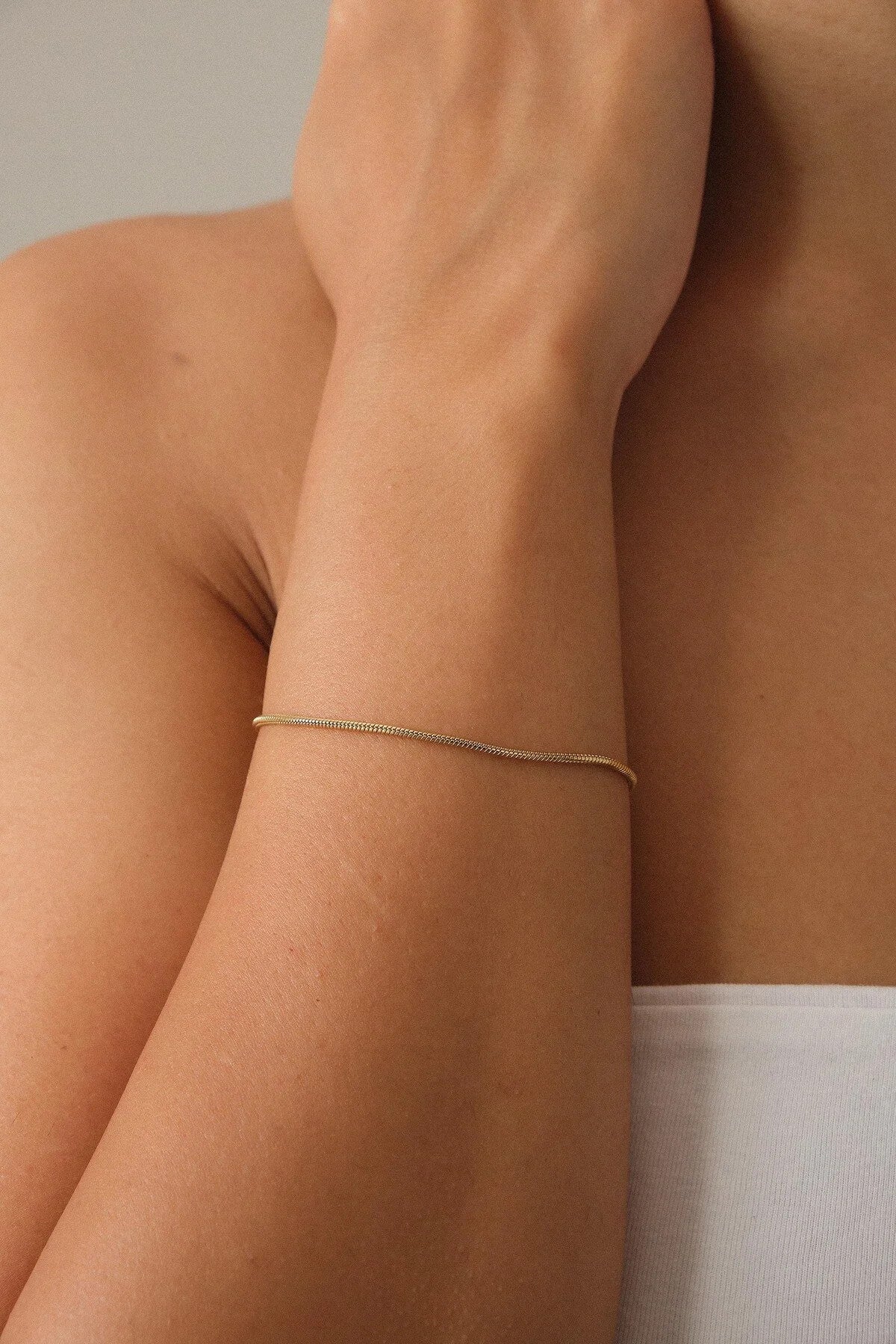 Çelik İnce Yuvarlak İtalyan Zincir Bileklik 1mm Kararmaz Günlük Kullanıma Uygun 17+6cm